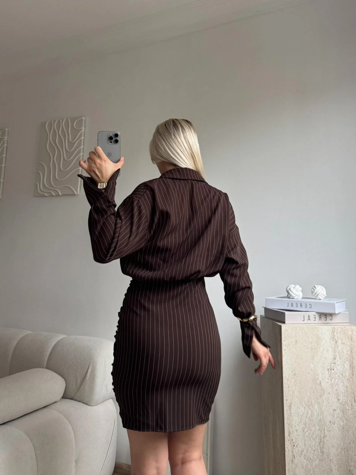 Double Gömlek Elbise - KAHVE