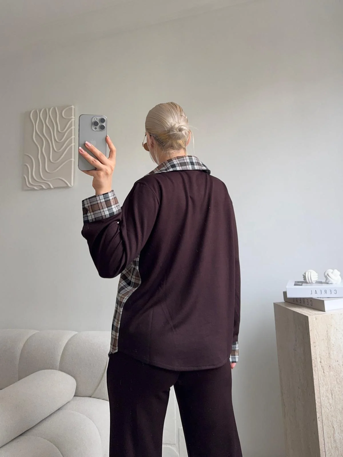 Ekose Gömlekli Bağlamalı Takım - KAHVE