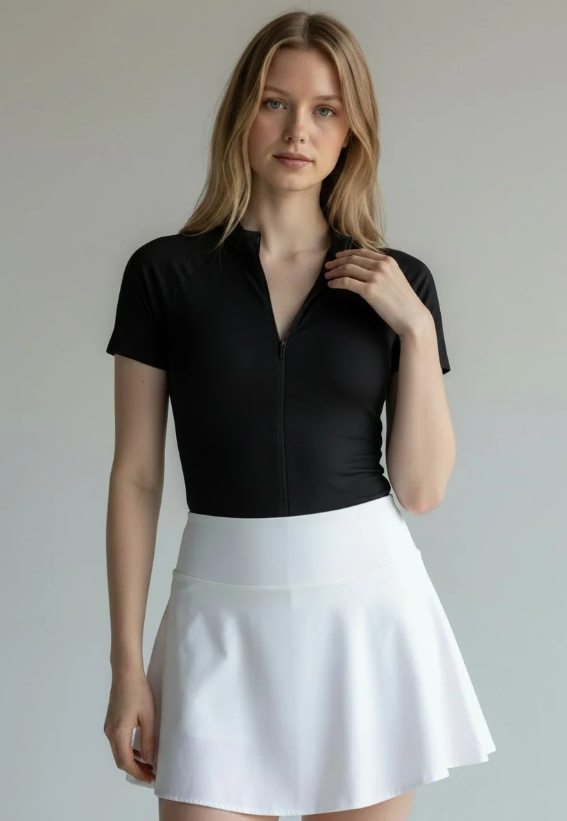 Fermuar Detay Bodysuit - SİYAH
