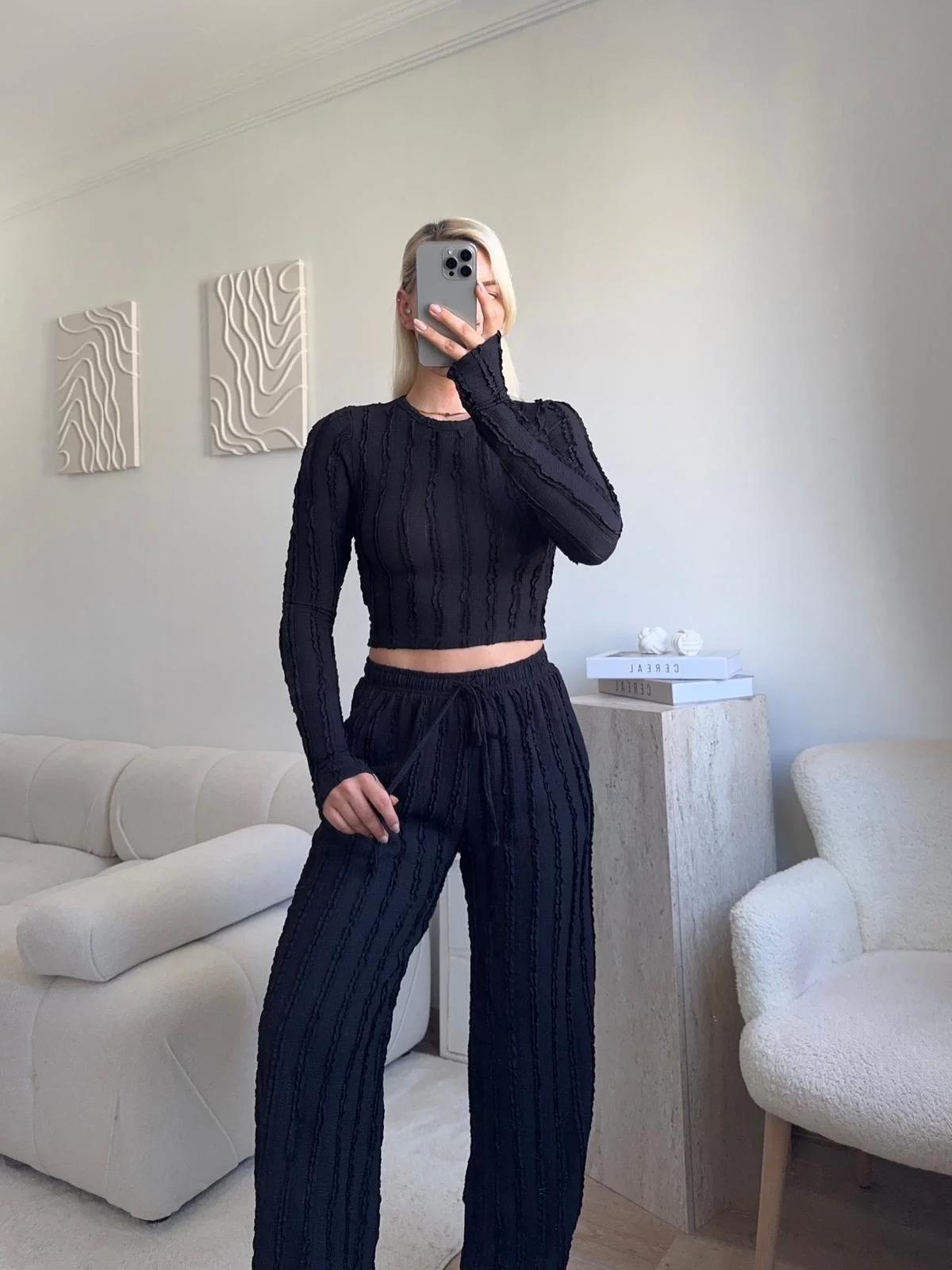 Fitilli Ters Dikiş İkili Takım - SİYAH