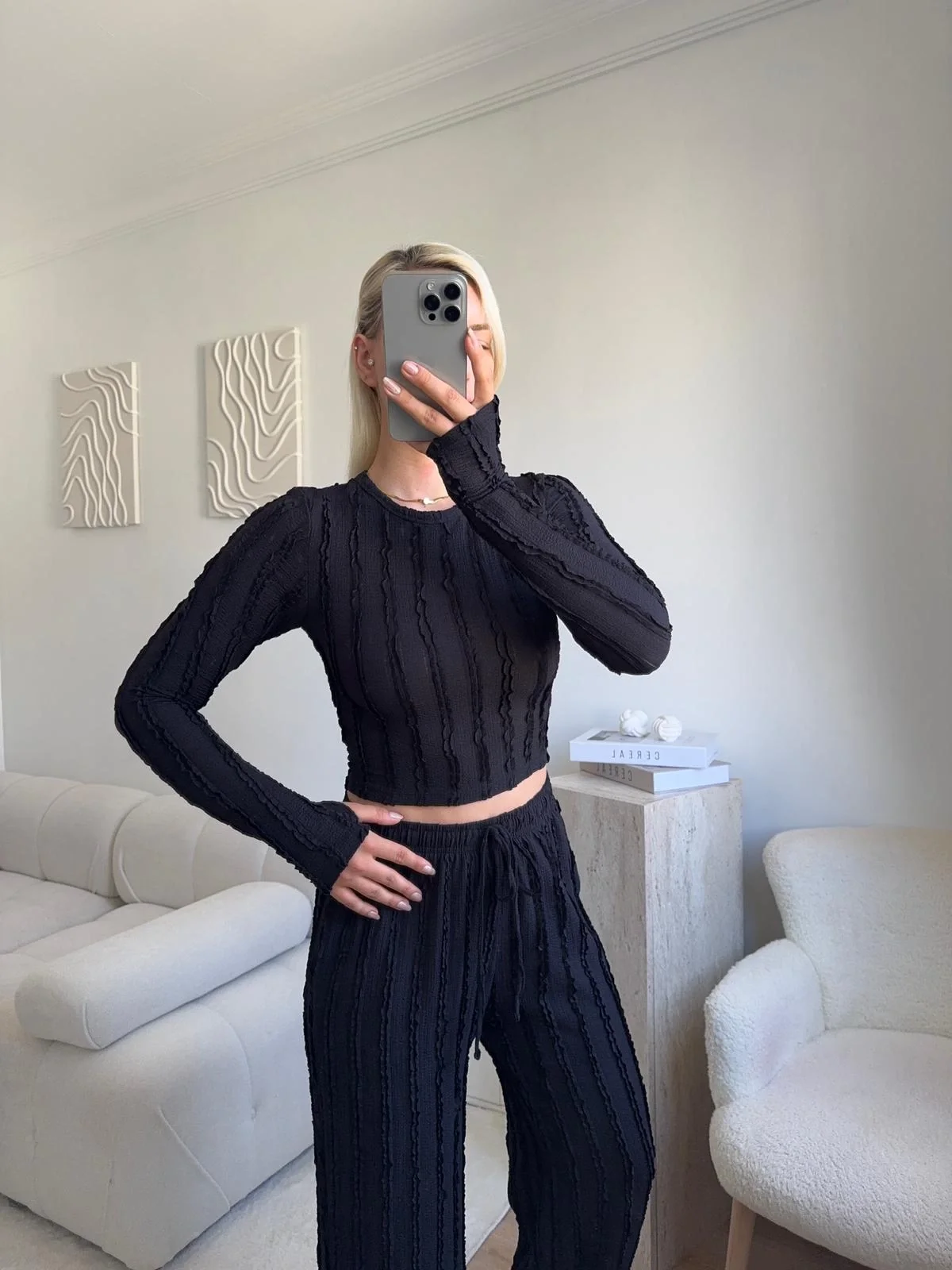 Fitilli Ters Dikiş İkili Takım - SİYAH