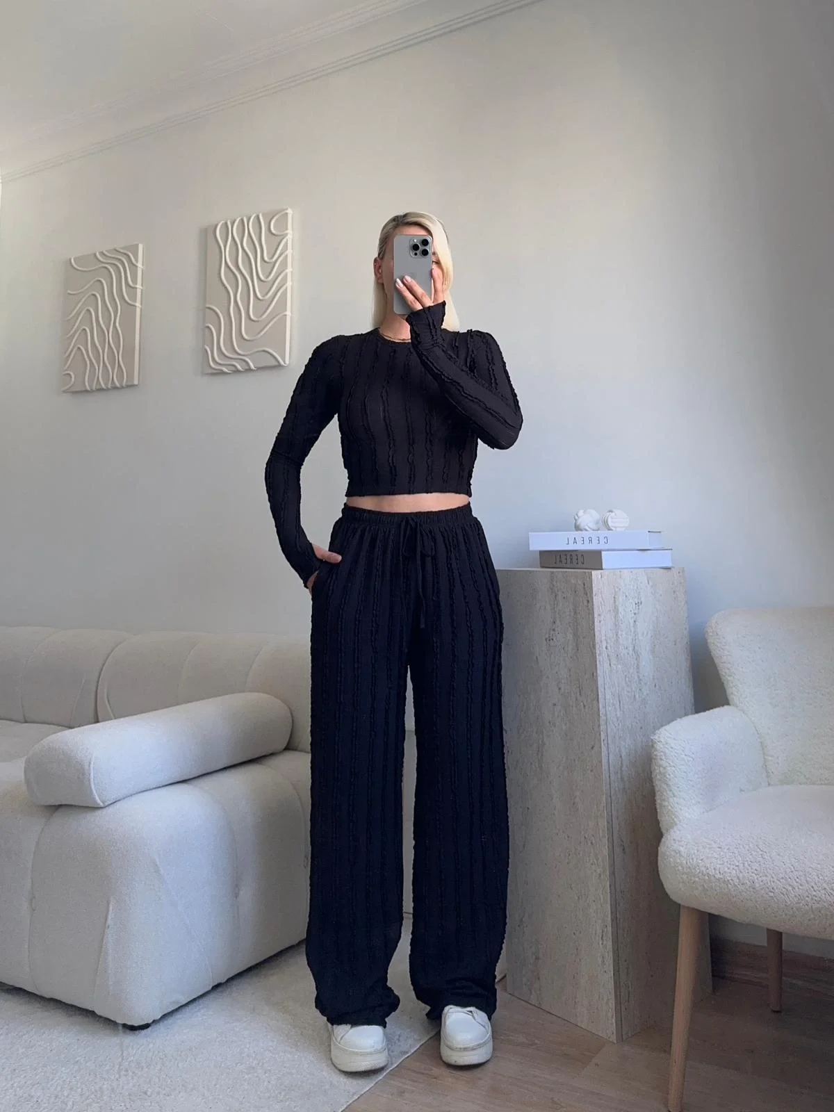 Fitilli Ters Dikiş İkili Takım - SİYAH