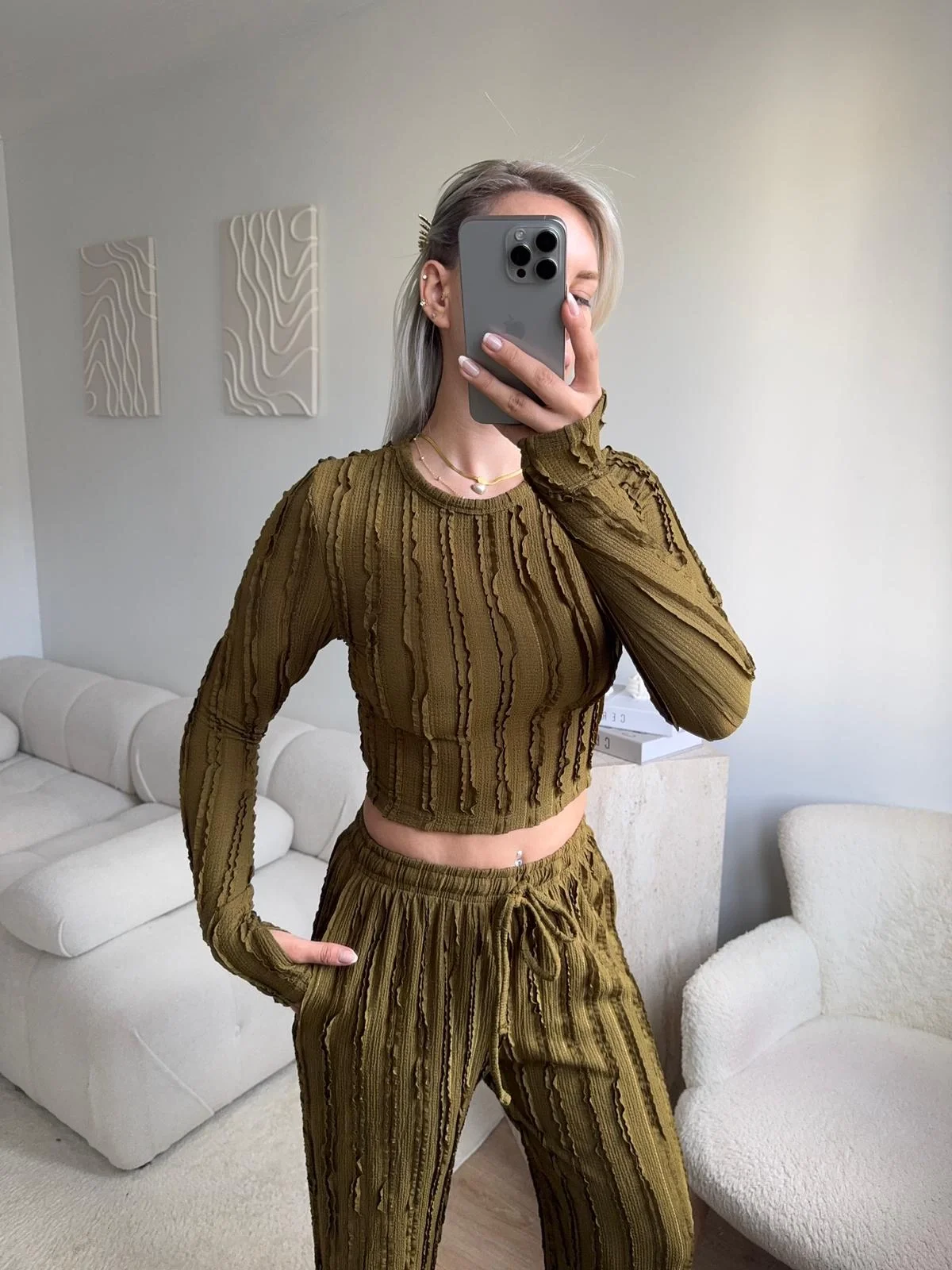 Fitilli Ters Dikiş İkili Takım - YEŞİL