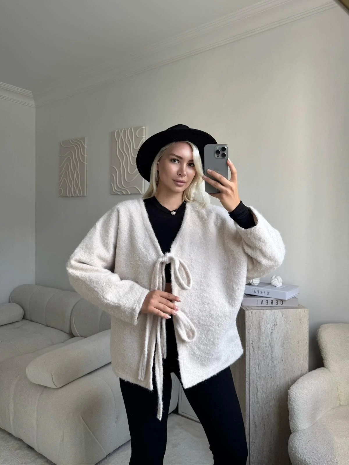 Fiyonklu Kırçıllı Ceket - BEJ