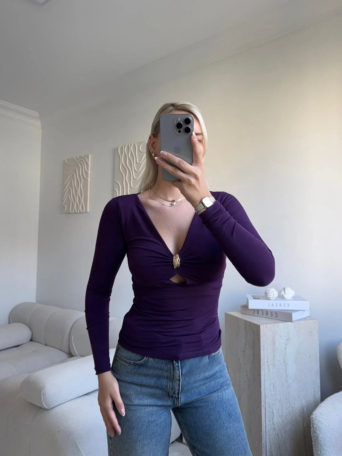 Göğüs Aksesuar Halka Crop - MOR