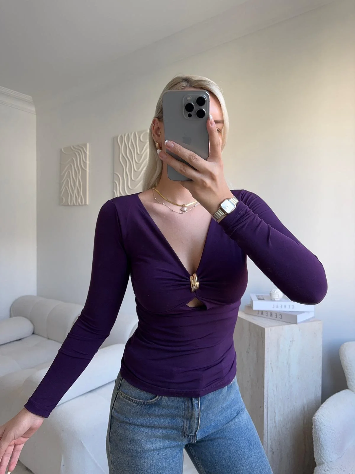 Göğüs Aksesuar Halka Crop - MOR