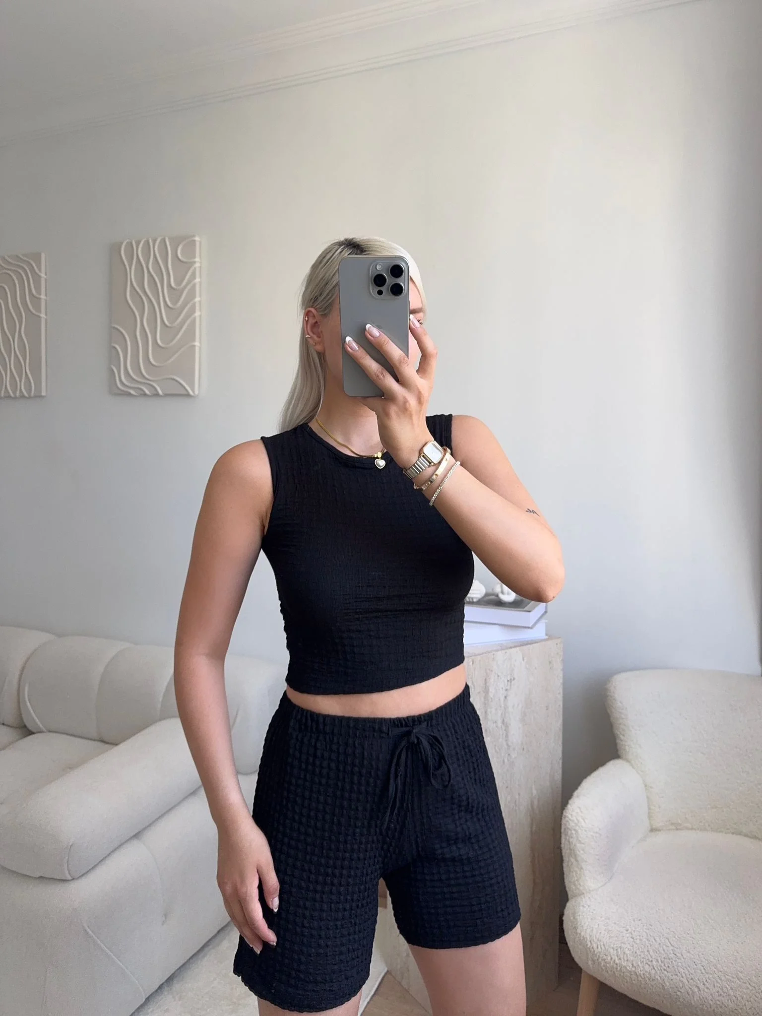 Günlük Rahat Şortlu Takım - SİYAH