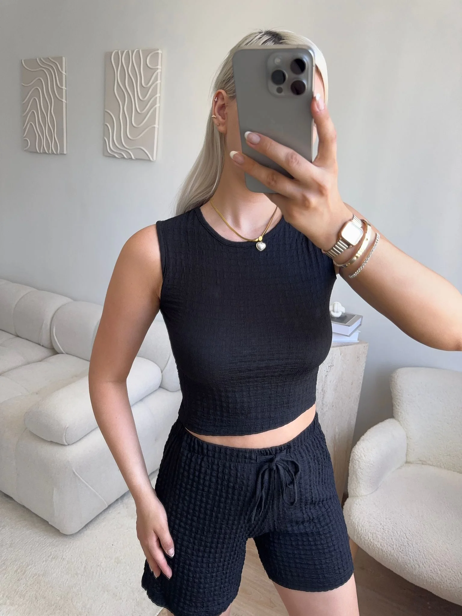 Günlük Rahat Şortlu Takım - SİYAH