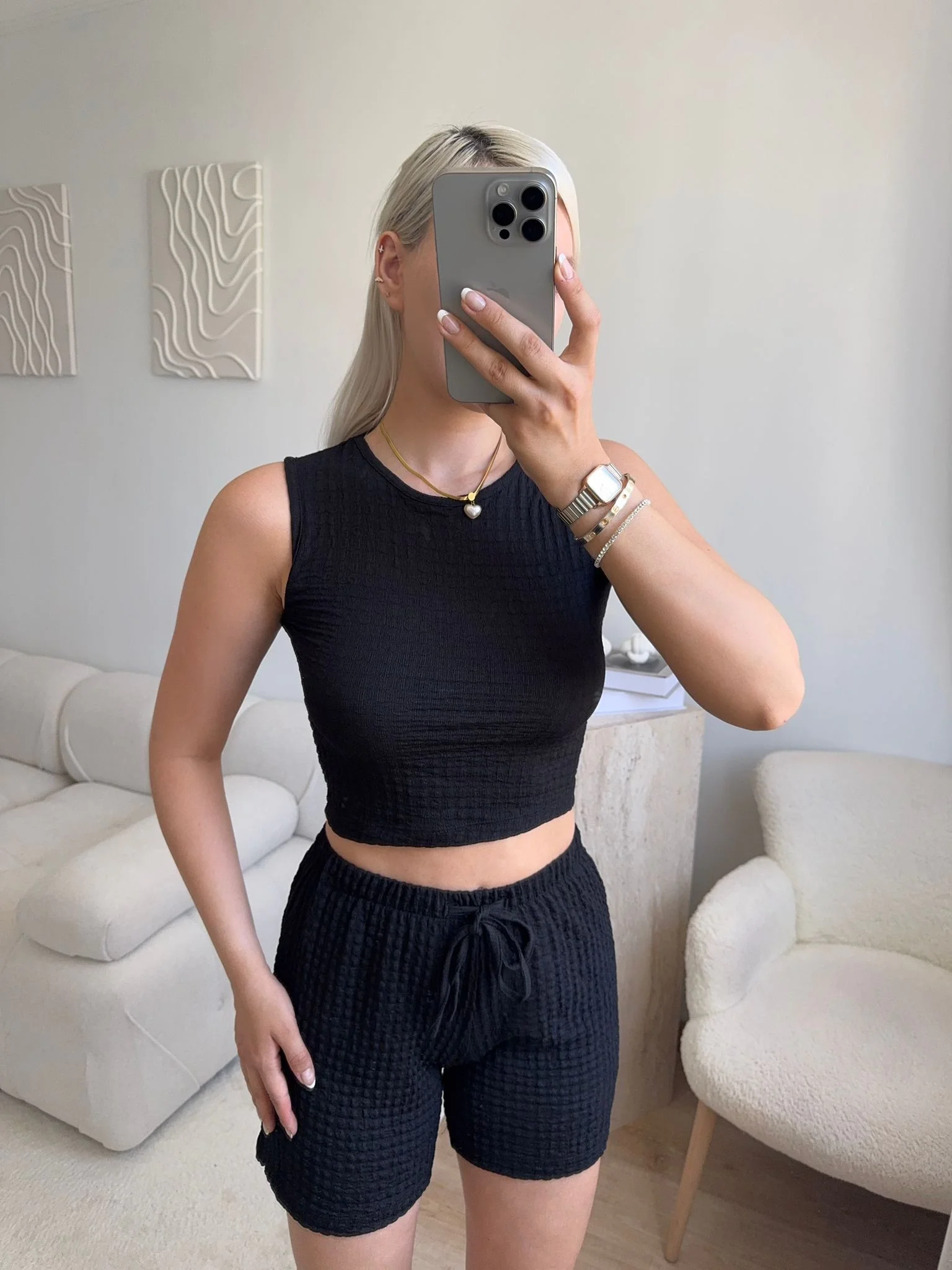 Günlük Rahat Şortlu Takım - SİYAH