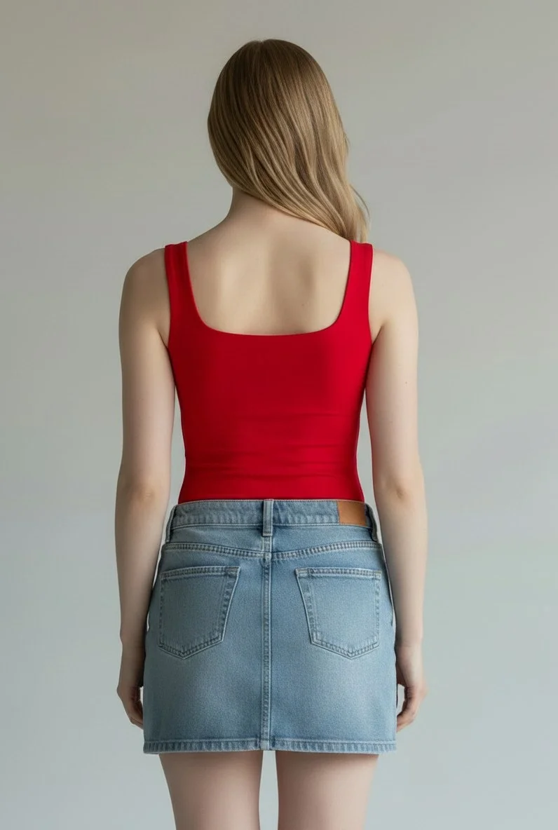 Halter Çıtçıtlı Bodysuit - KIRMIZI