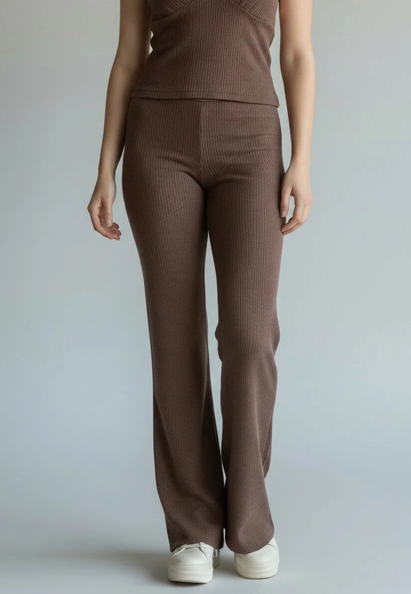 Halter Crop Pantolon Takım - KAHVE