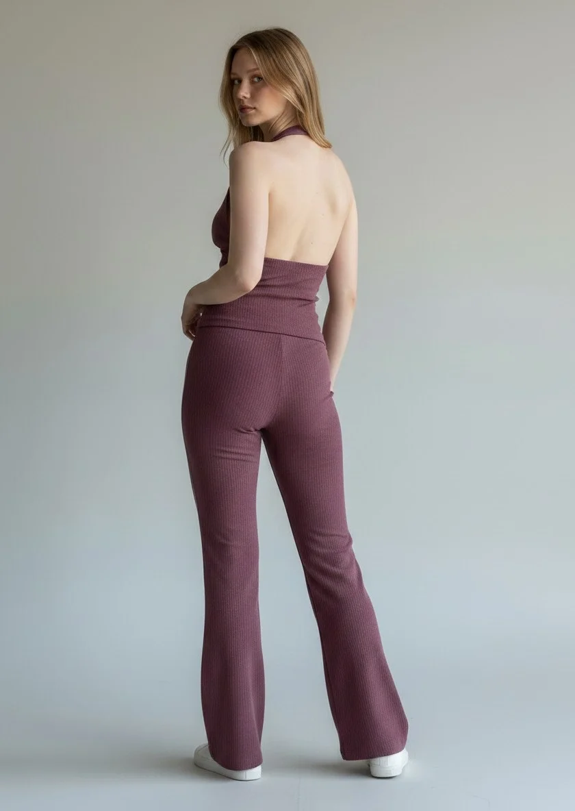 Halter Crop Pantolon Takım - MÜRDÜM