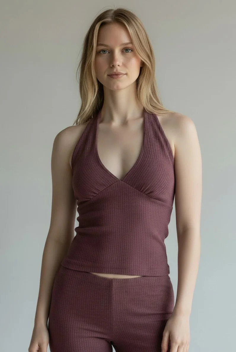 Halter Crop Pantolon Takım - MÜRDÜM