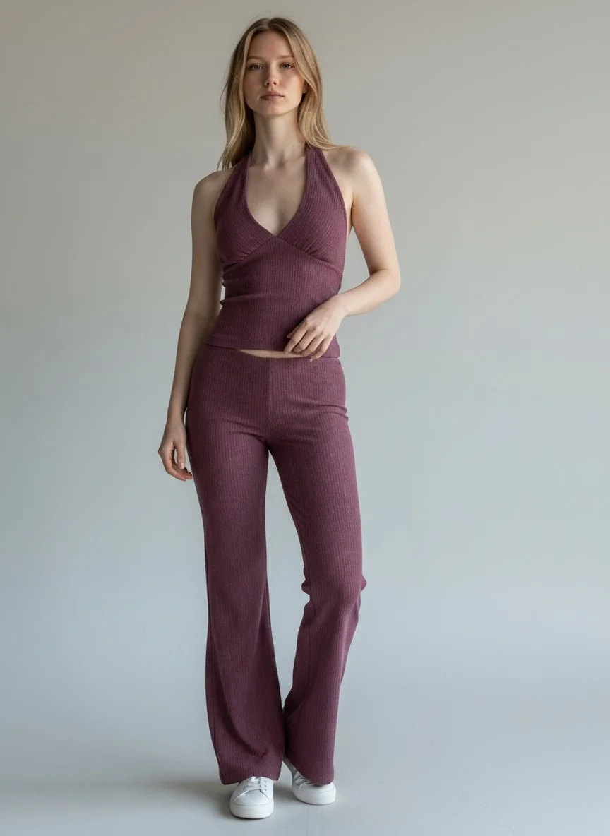 Halter Crop Pantolon Takım - MÜRDÜM