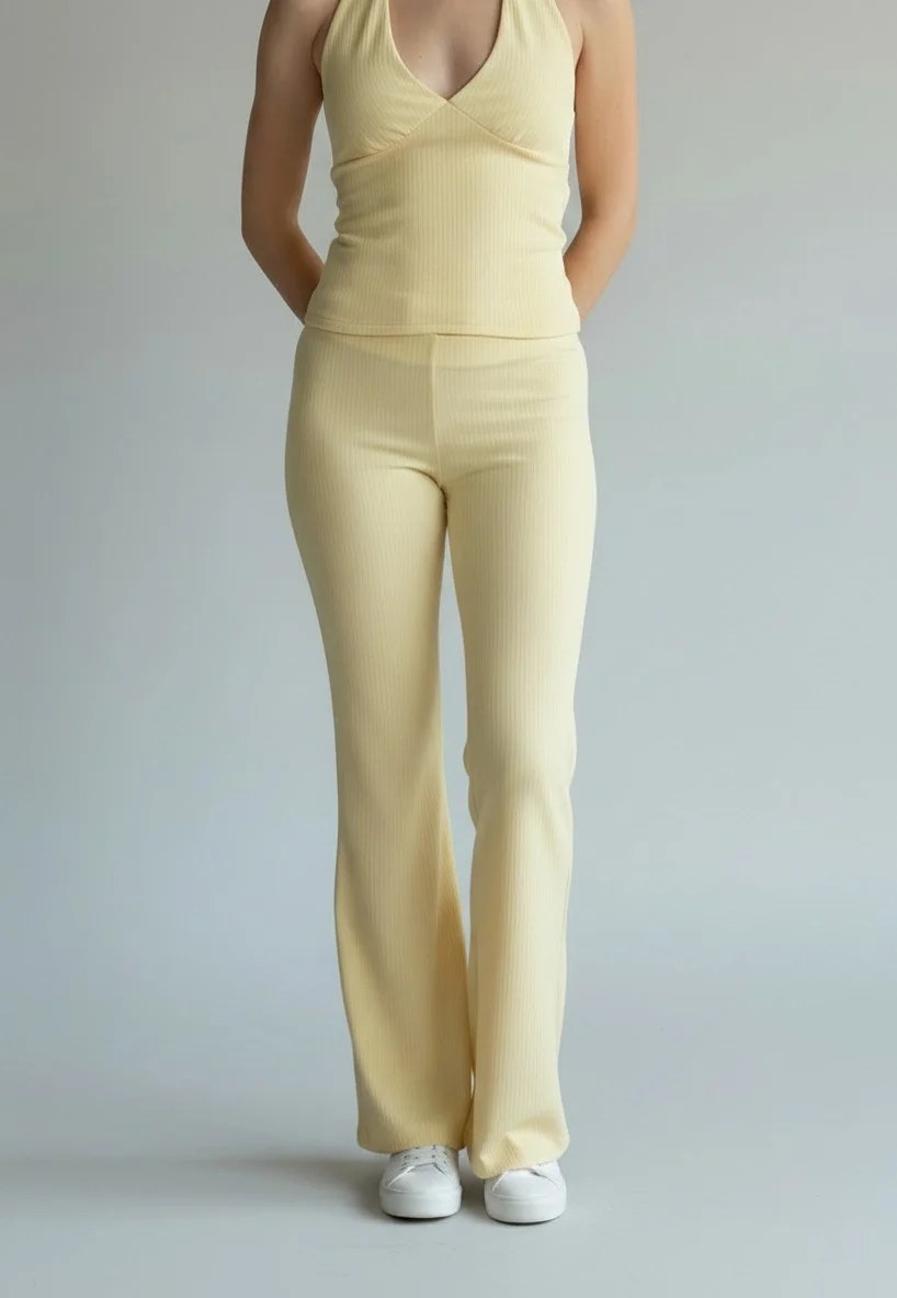 Halter Crop Pantolon Takım - SARI