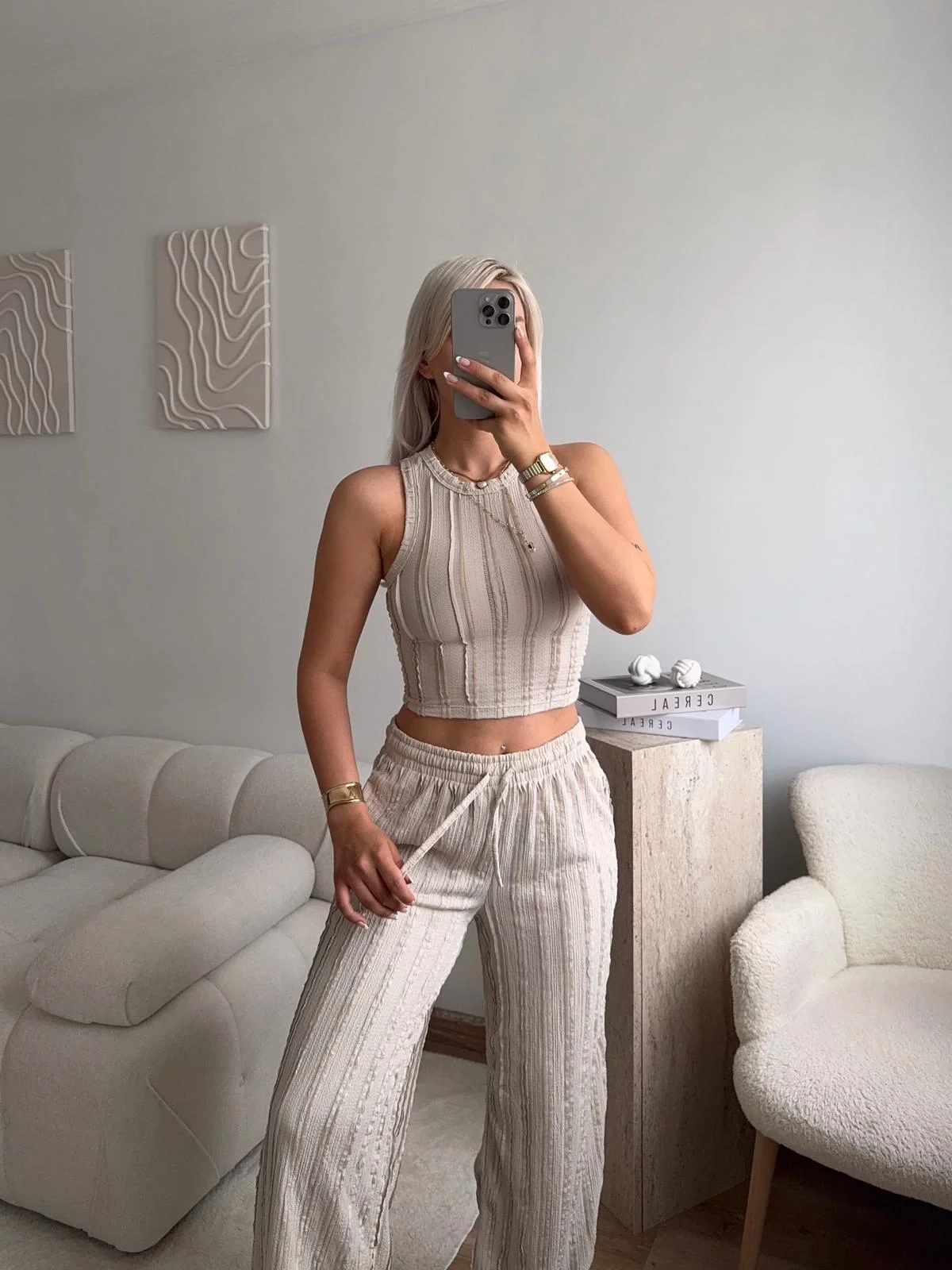 Halter Fitilli İkili Takım - BEJ