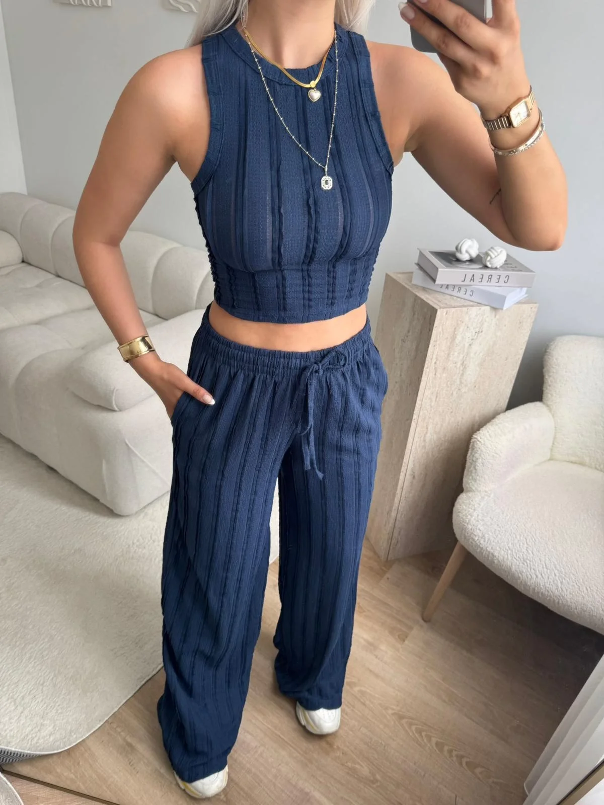 Halter Fitilli İkili Takım - LACİVERT