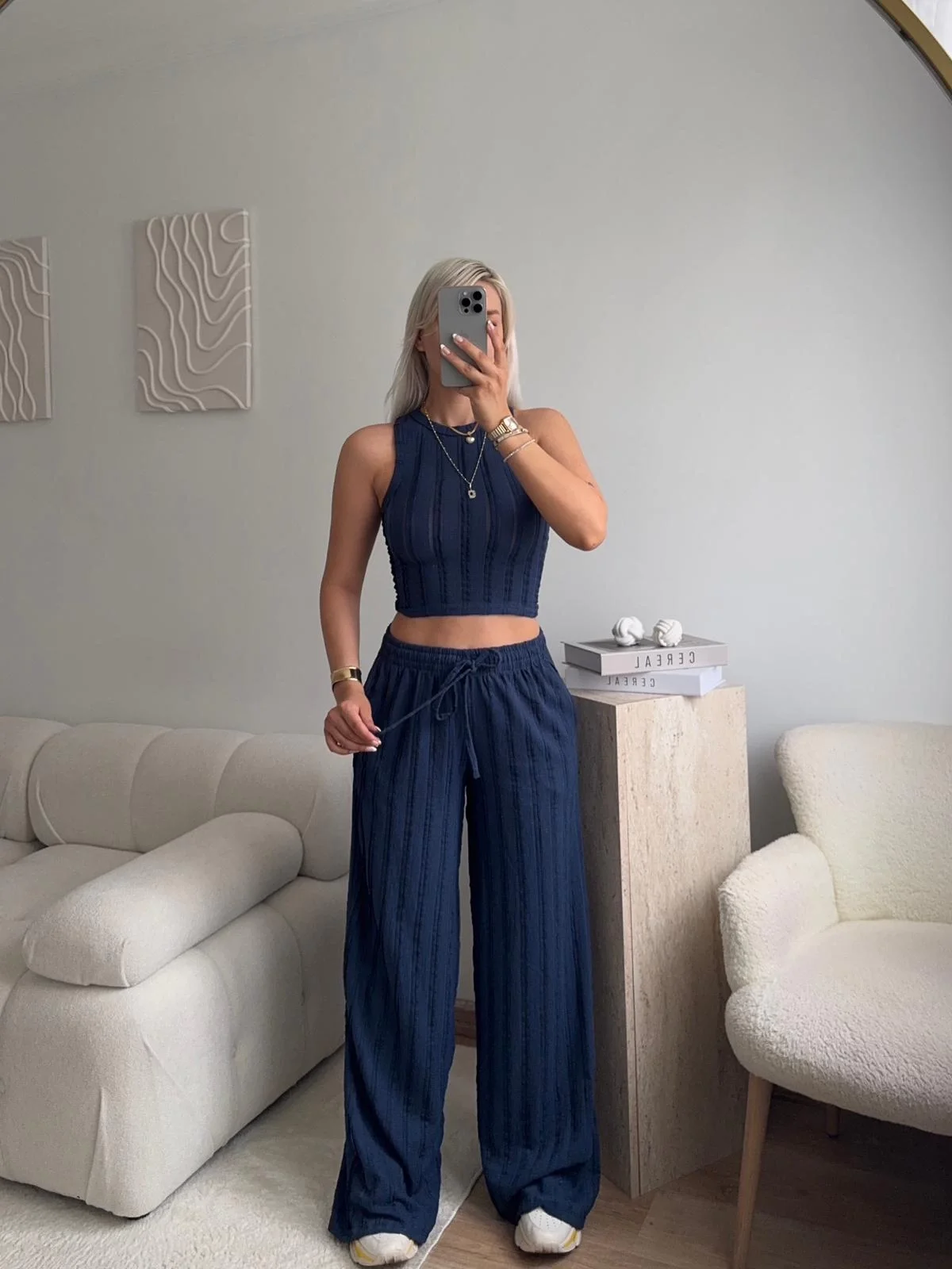 Halter Fitilli İkili Takım - LACİVERT