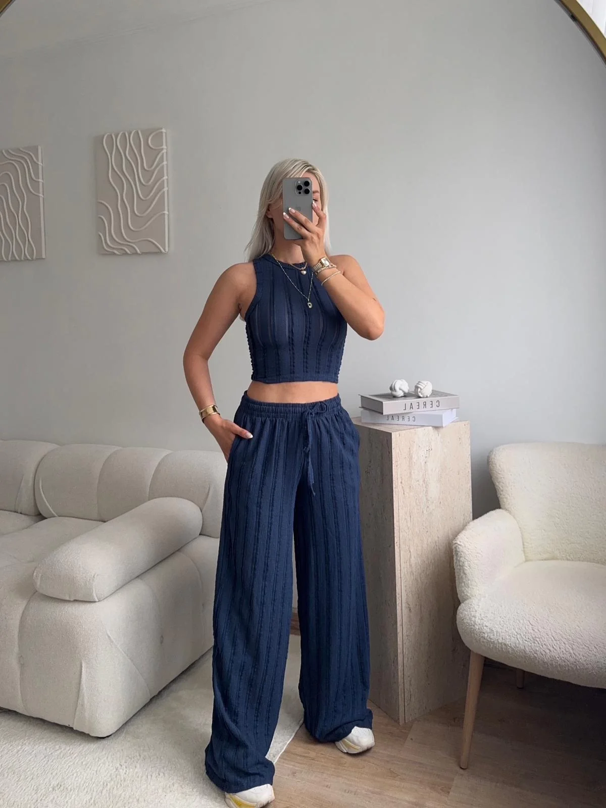 Halter Fitilli İkili Takım - LACİVERT