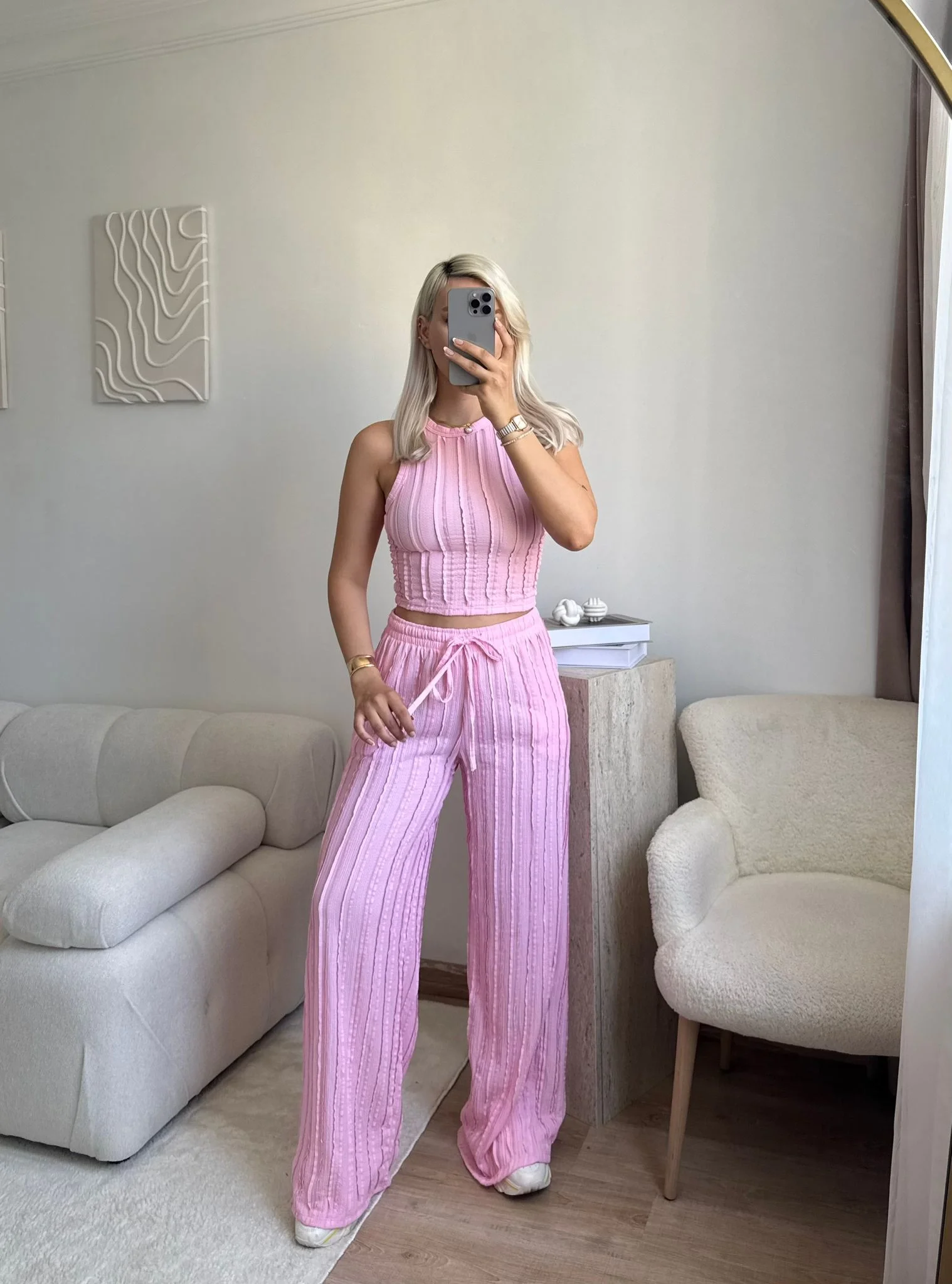 Halter Fitilli İkili Takım - PEMBE