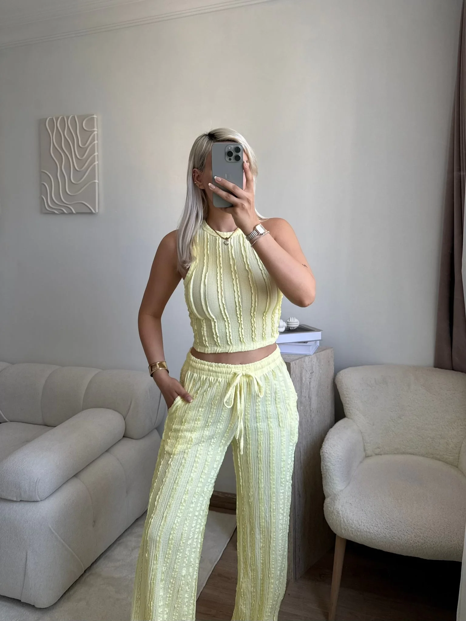 Halter Fitilli İkili Takım - SARI