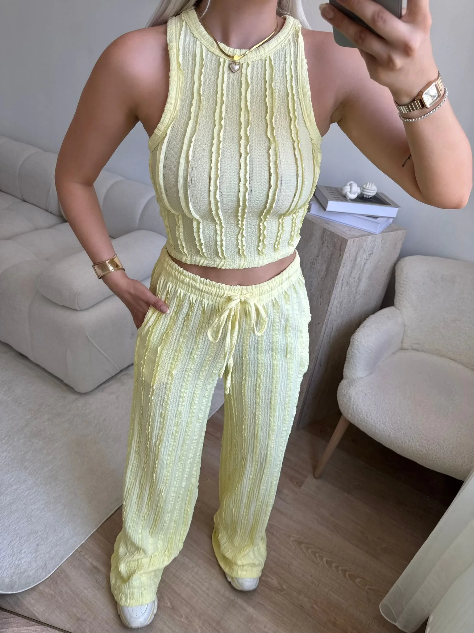 Halter Fitilli İkili Takım - SARI