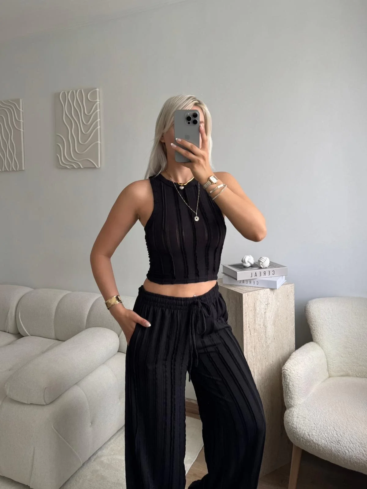 Halter Fitilli İkili Takım - SİYAH