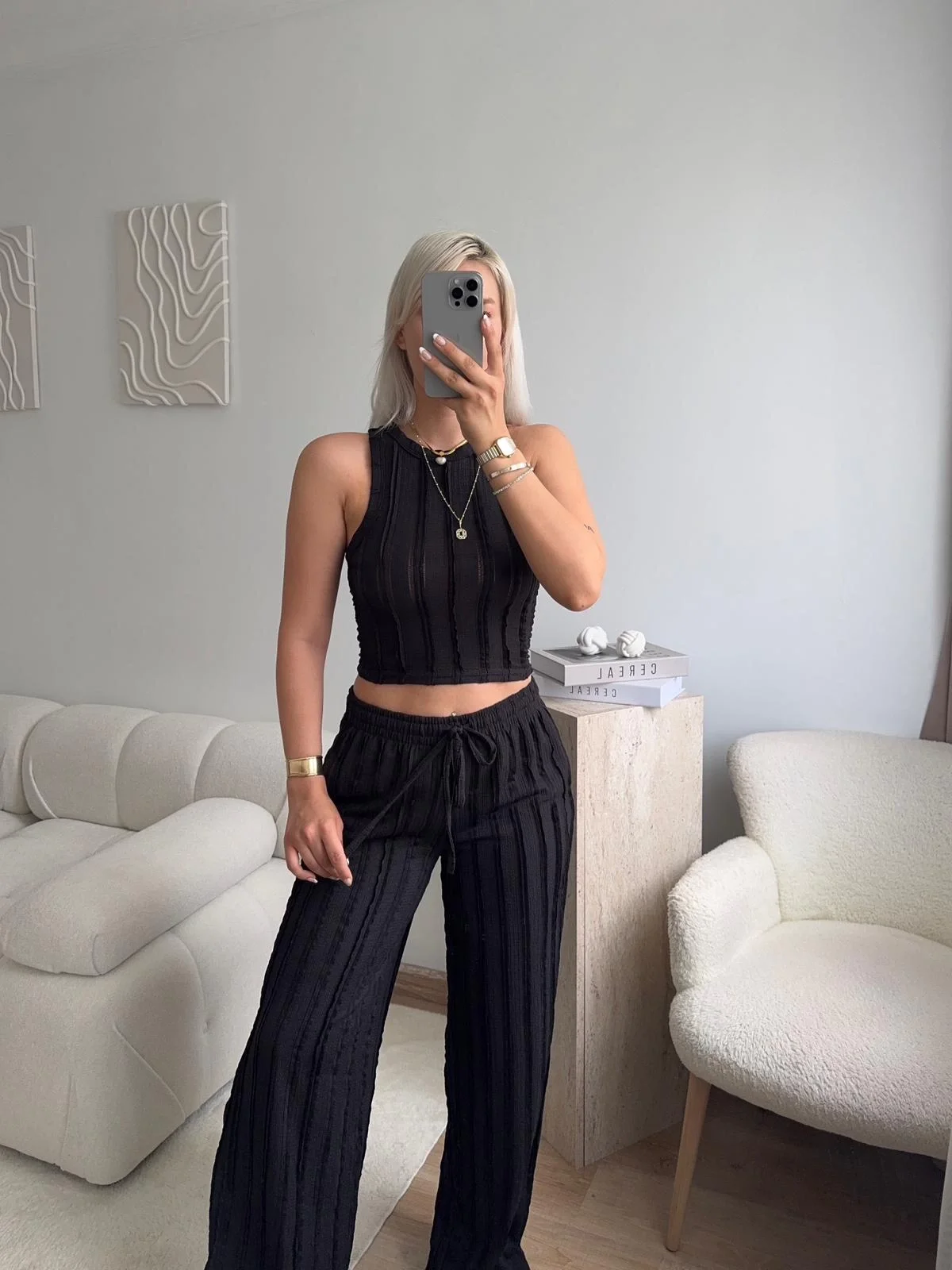 Halter Fitilli İkili Takım - SİYAH