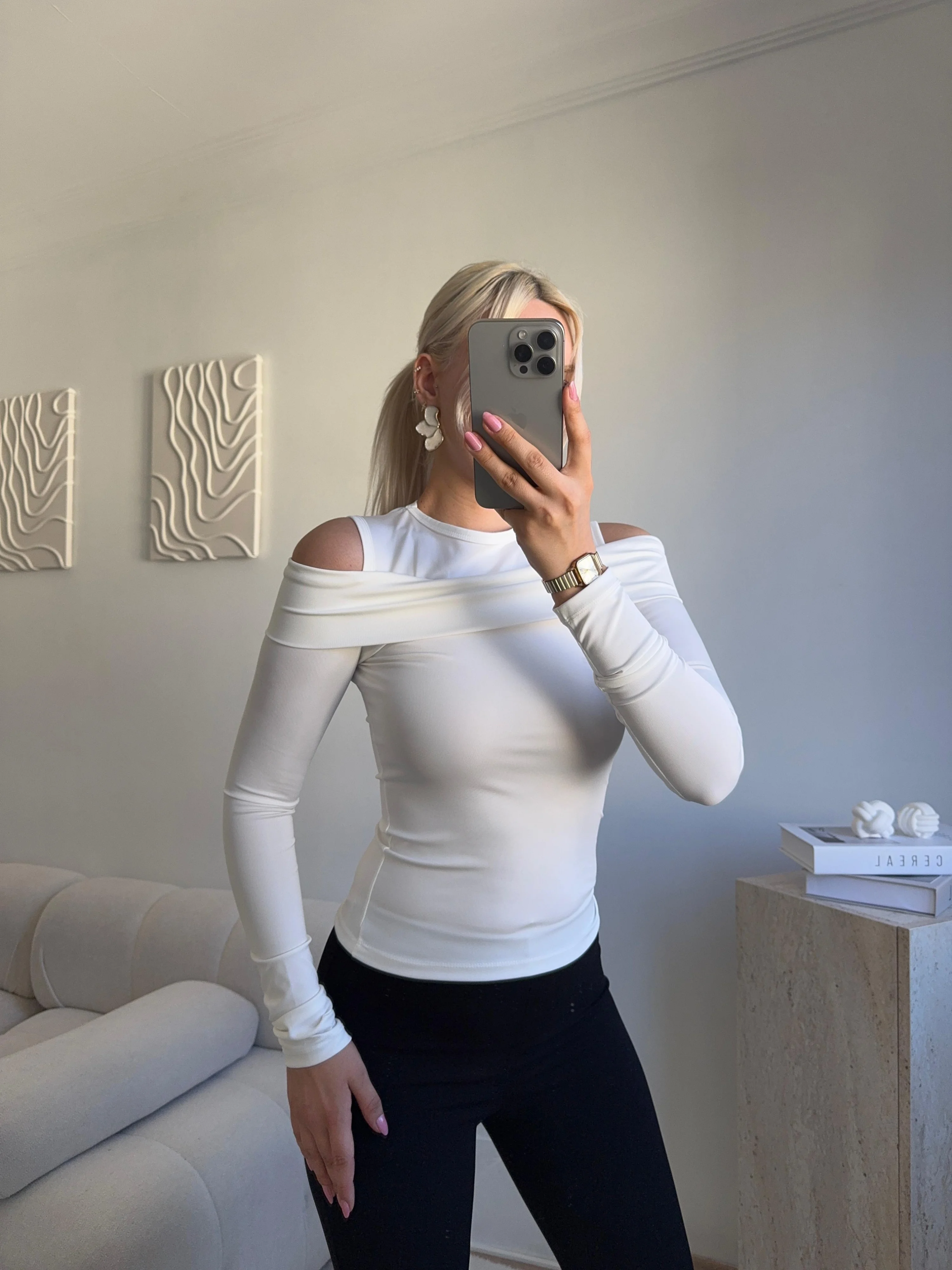 Halter Yaka Madonna Bluz - BEYAZ