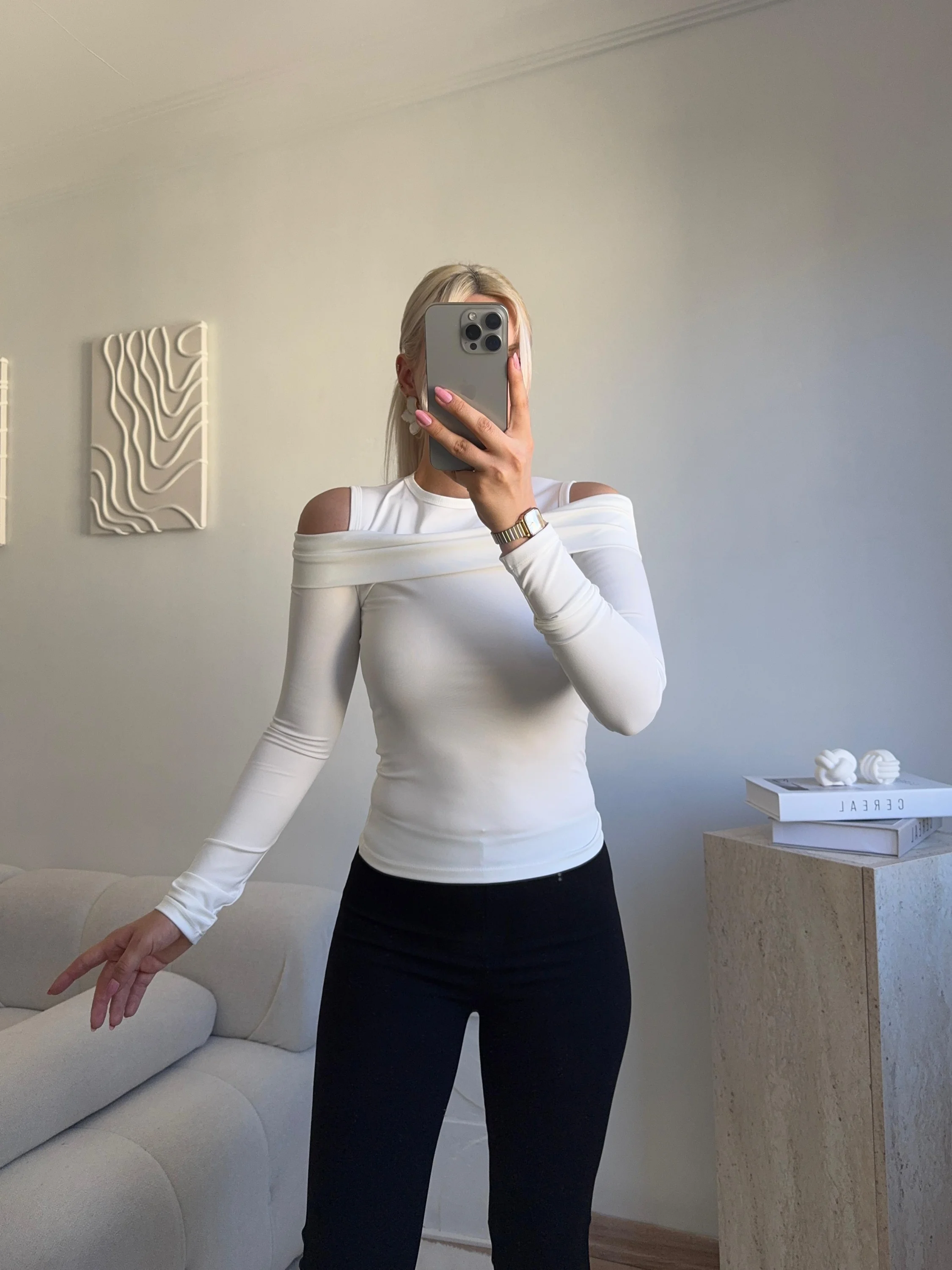 Halter Yaka Madonna Bluz - BEYAZ