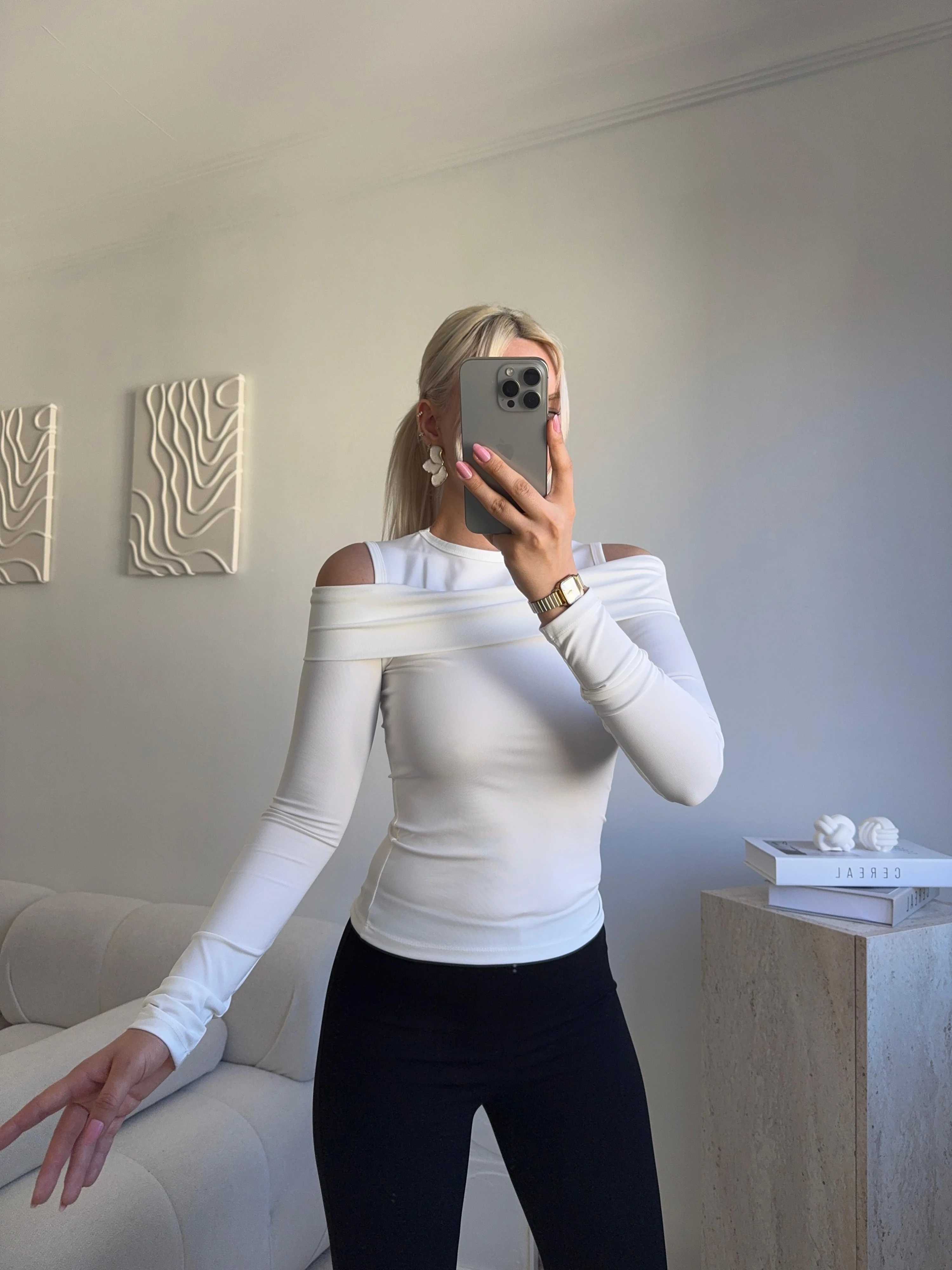 Halter Yaka Madonna Bluz - BEYAZ