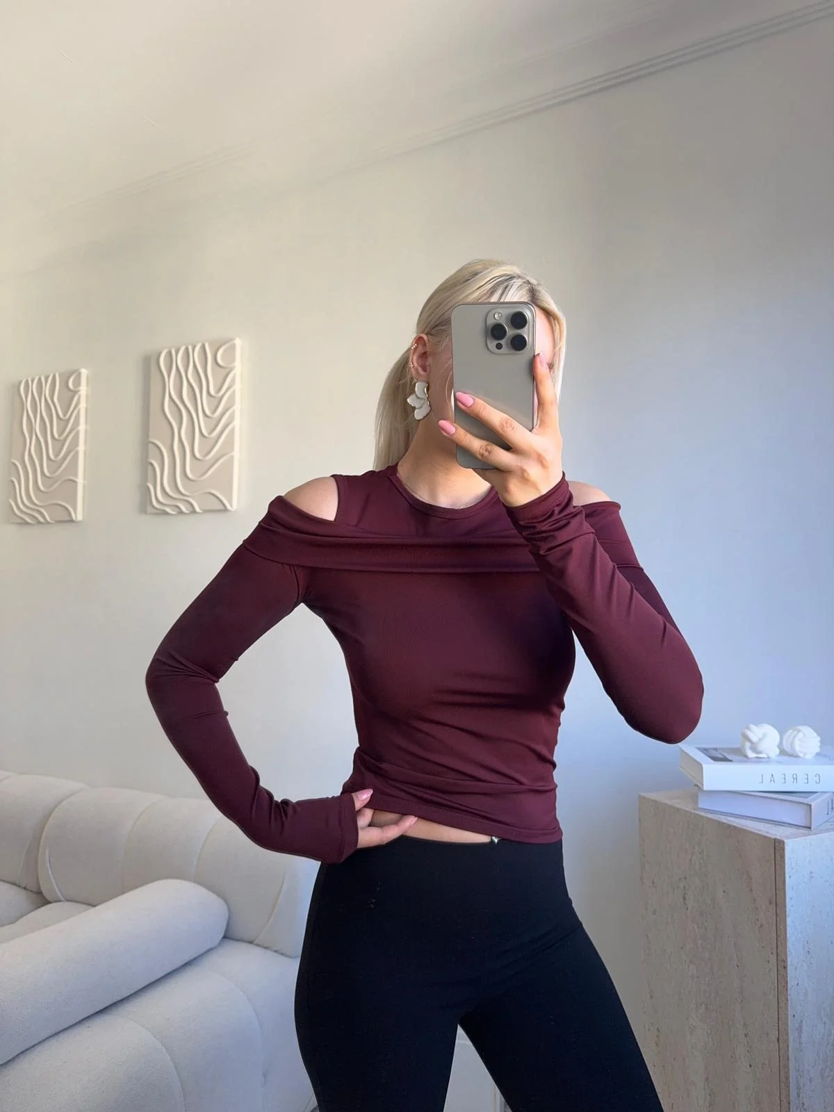 Halter Yaka Madonna Bluz - BORDO