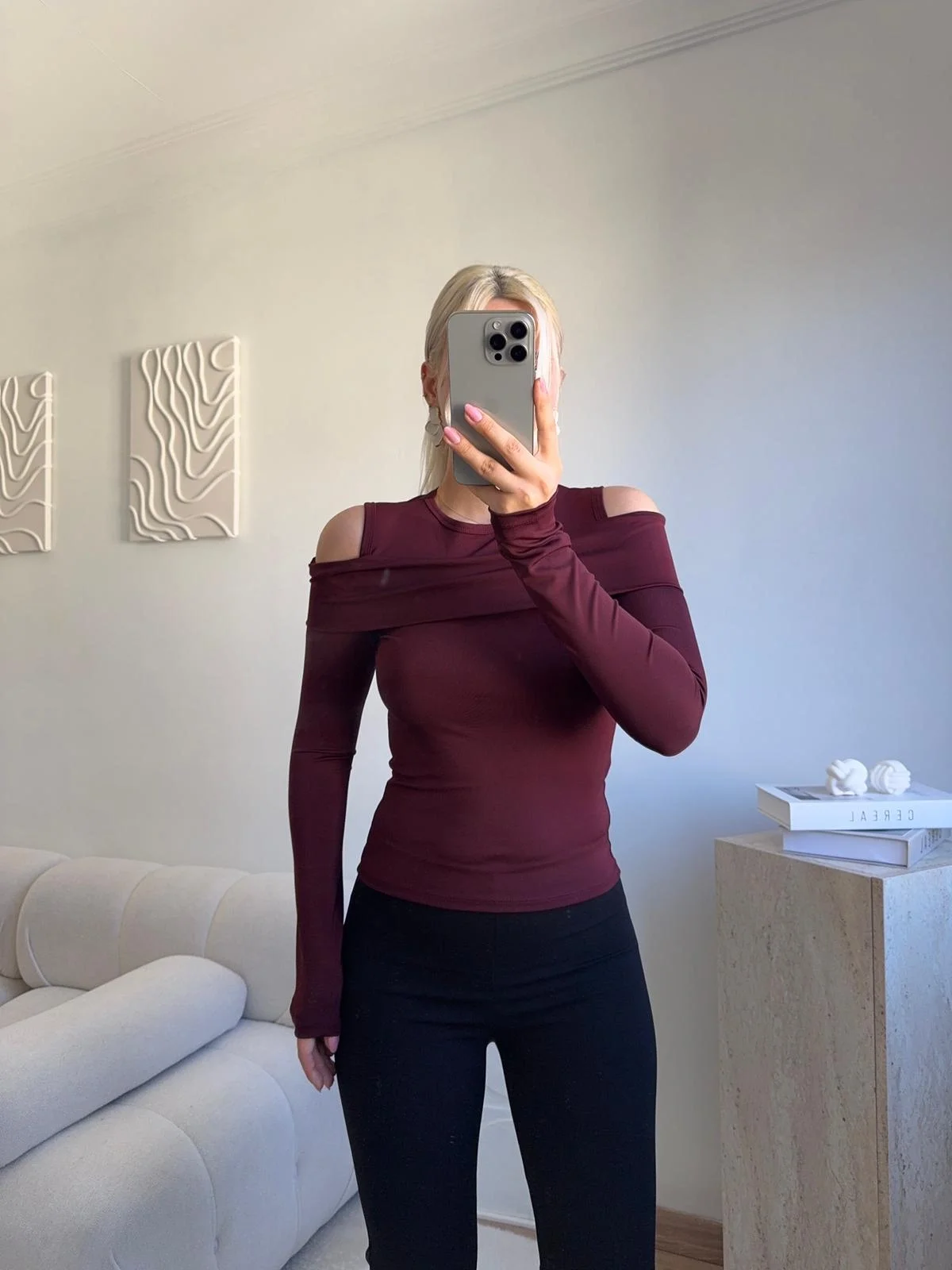 Halter Yaka Madonna Bluz - BORDO