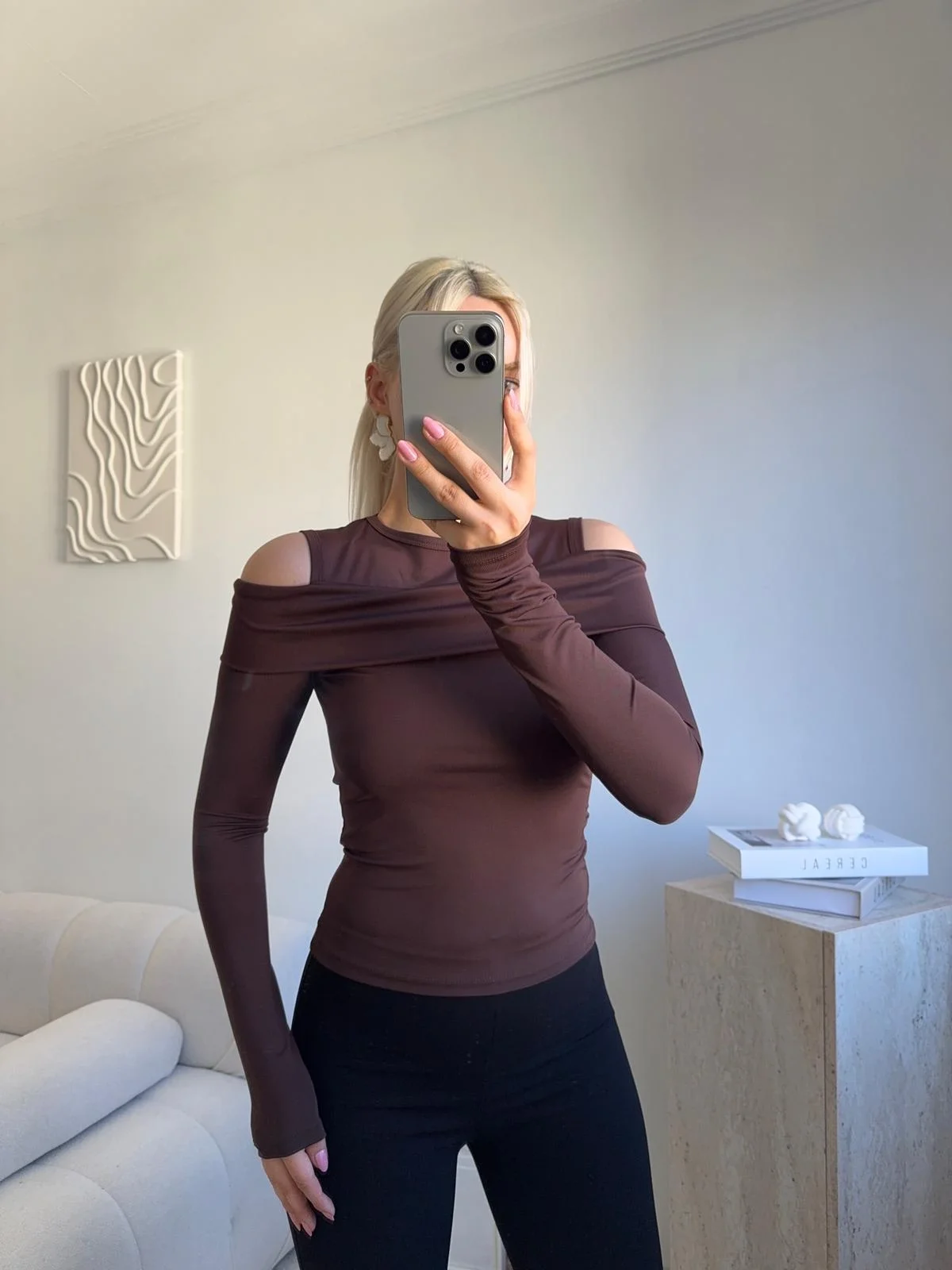 Halter Yaka Madonna Bluz - KAHVE