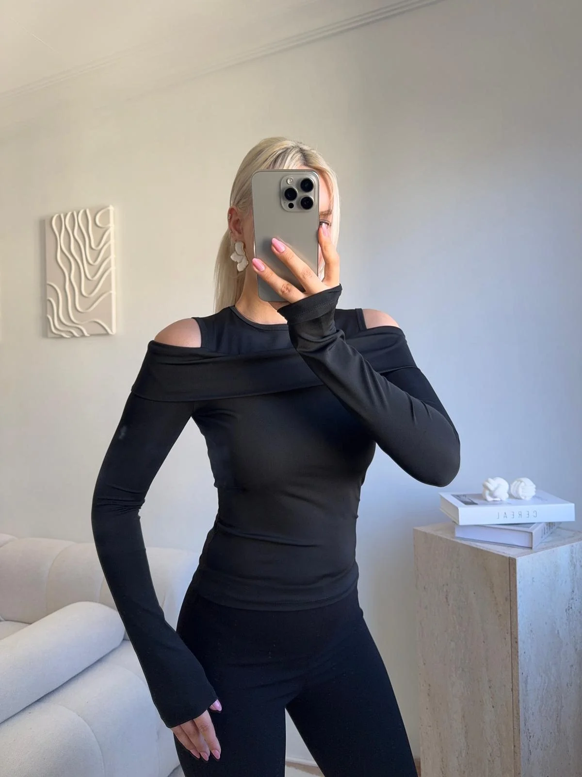 Halter Yaka Madonna Bluz - SİYAH