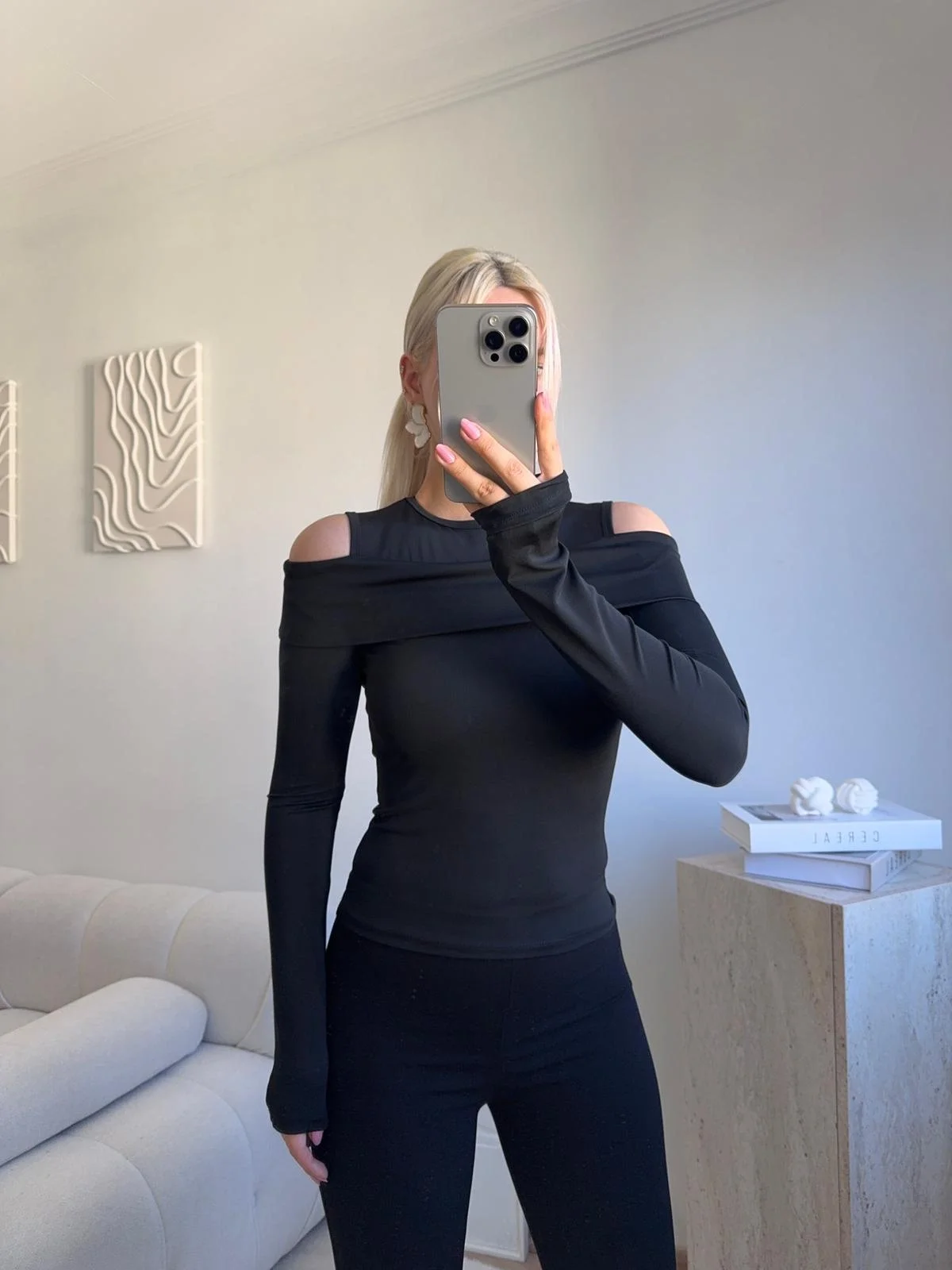 Halter Yaka Madonna Bluz - SİYAH