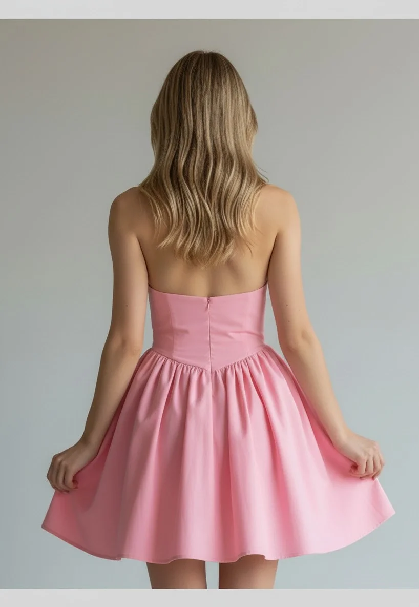 Halter Yaka Prenses Elbise - PEMBE