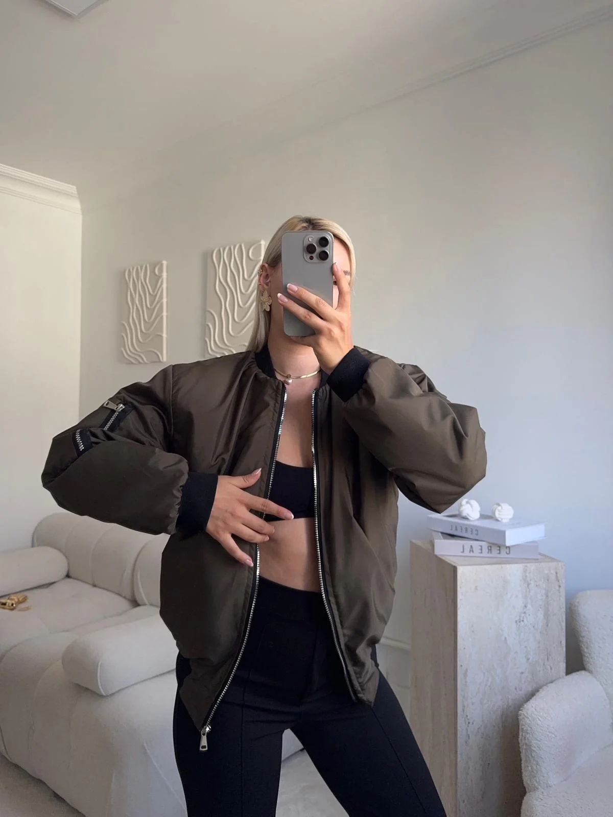 İçi Dolgulu Bomber Ceket - HAKİ