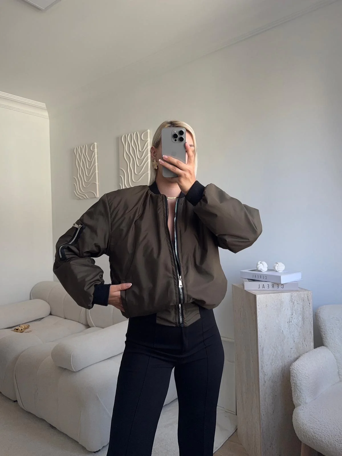 İçi Dolgulu Bomber Ceket - HAKİ