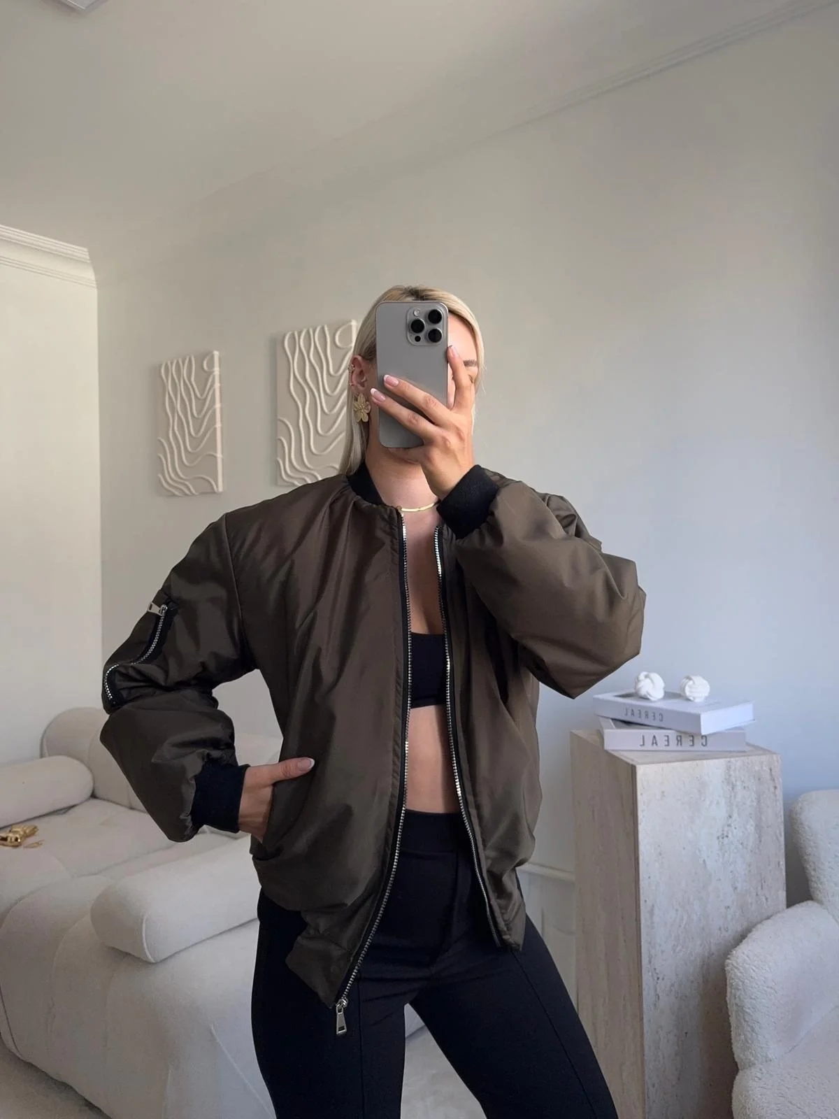 İçi Dolgulu Bomber Ceket - HAKİ