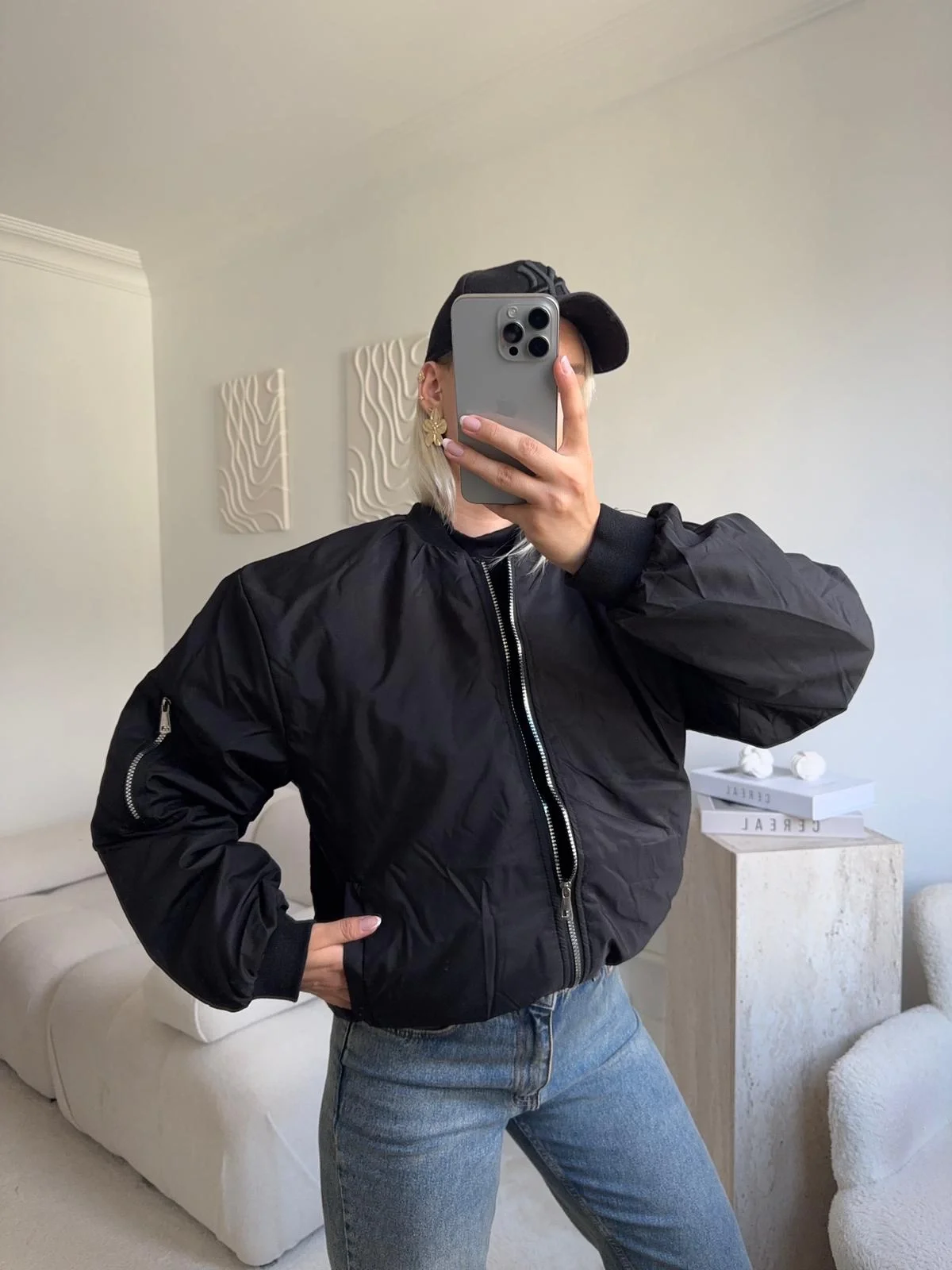 İçi Dolgulu Bomber Ceket - SİYAH