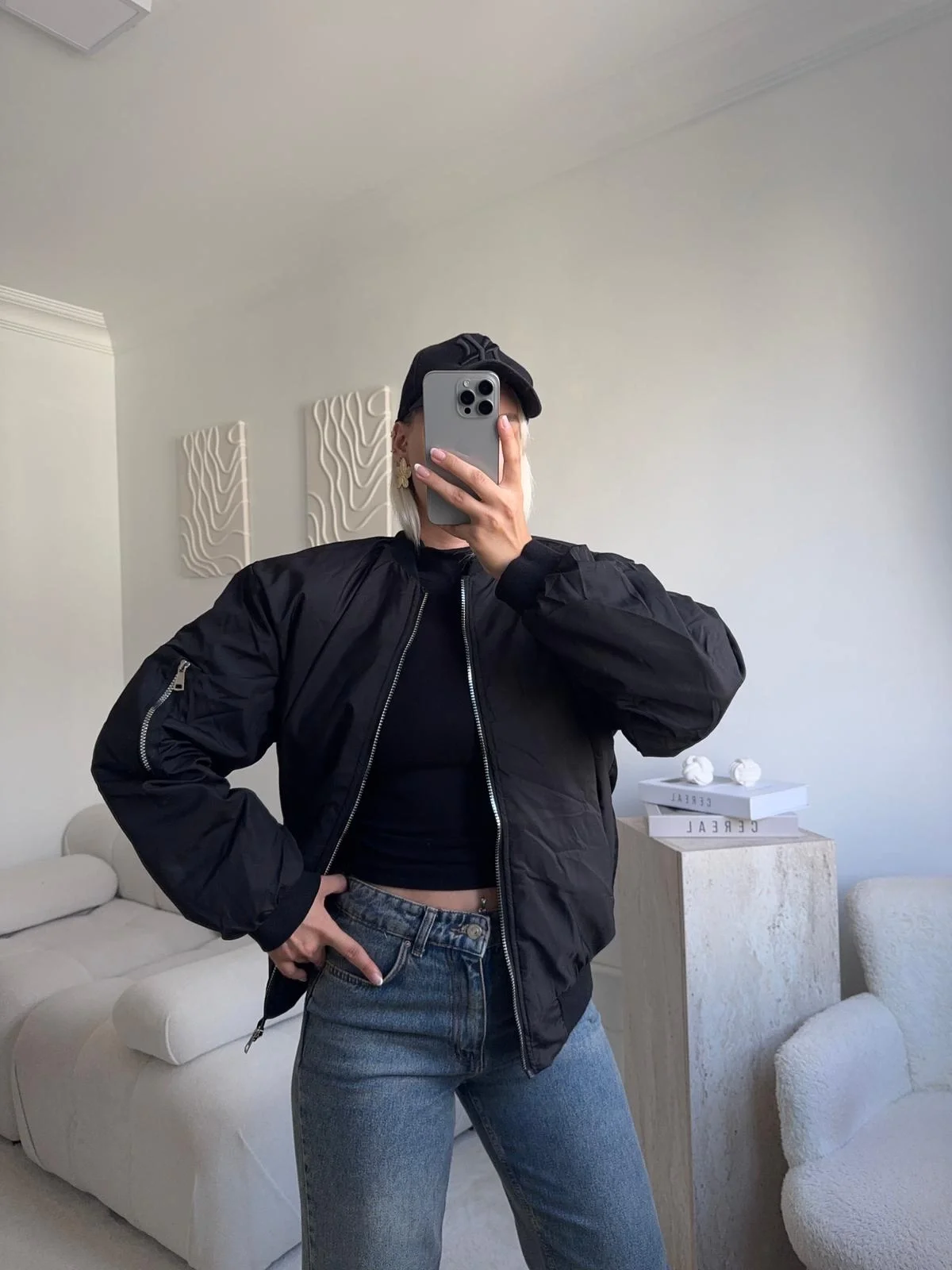 İçi Dolgulu Bomber Ceket - SİYAH