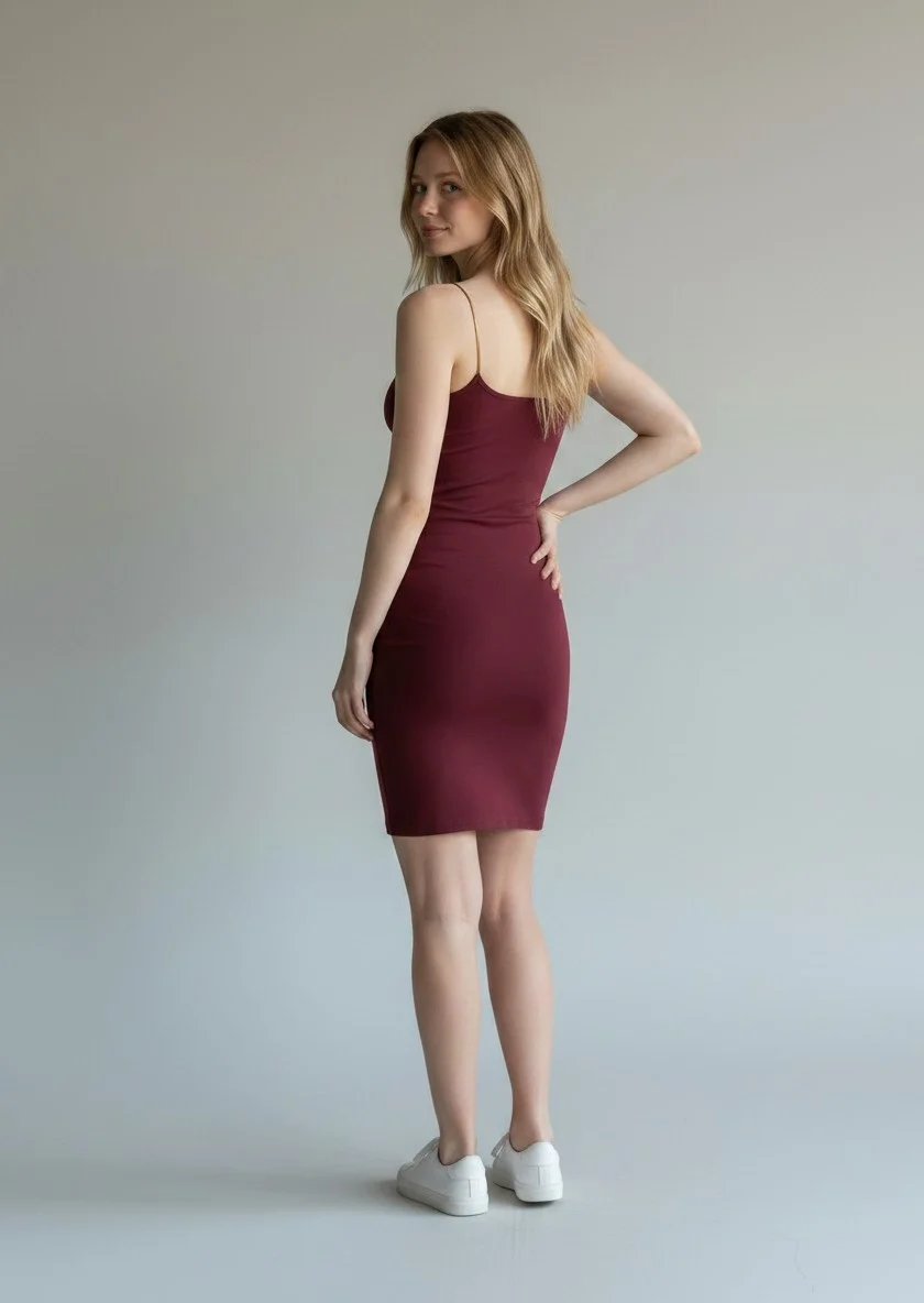 İp Askılı Mini Elbise - BORDO