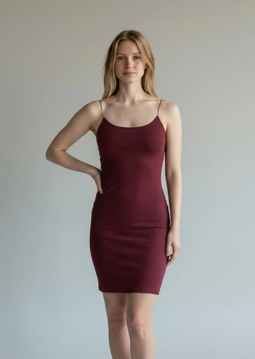 İp Askılı Mini Elbise - BORDO