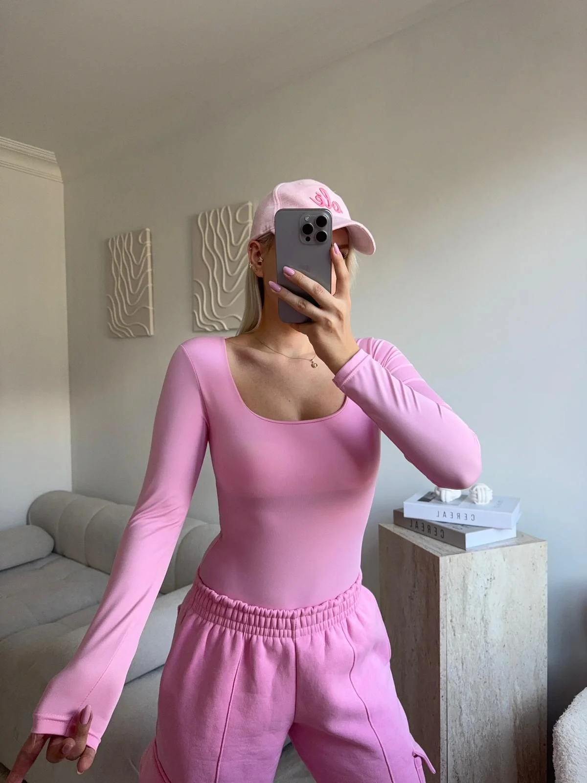 Kare Yaka Bodysuit - PEMBE