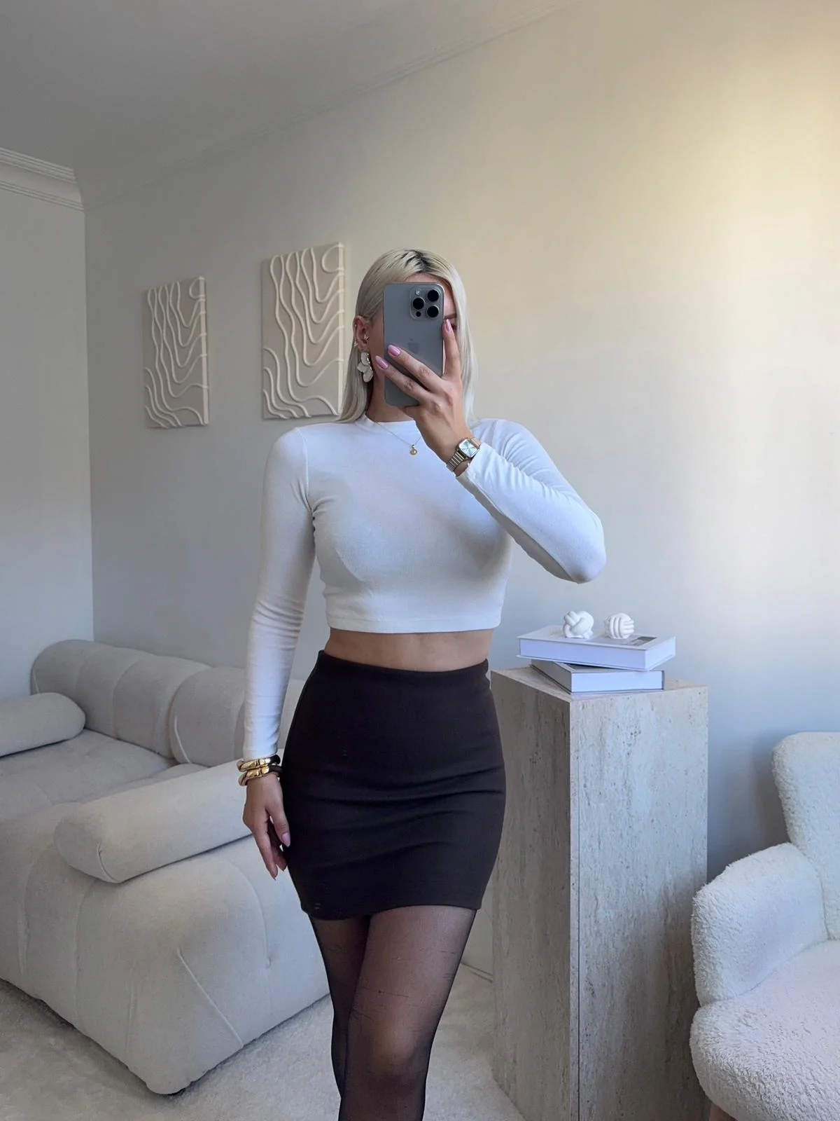 Kaşe Kalem Etek - KAHVE