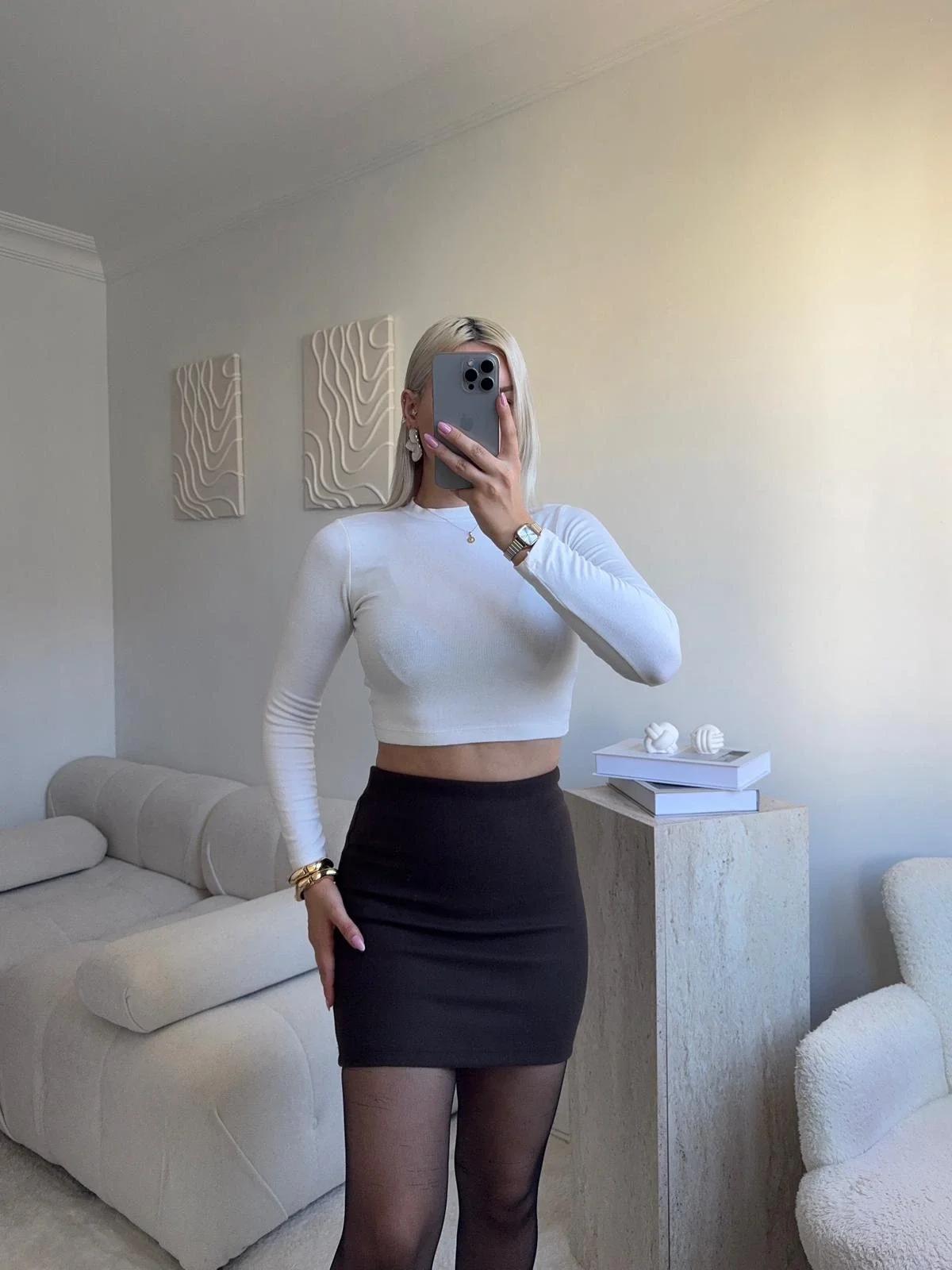 Kaşe Kalem Etek - KAHVE