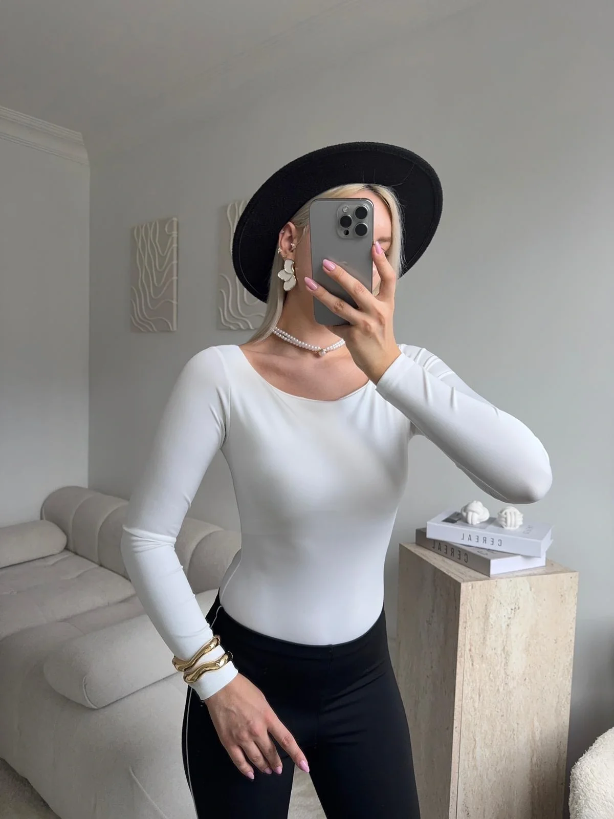 Kayık Yaka Bodysuit - BEYAZ