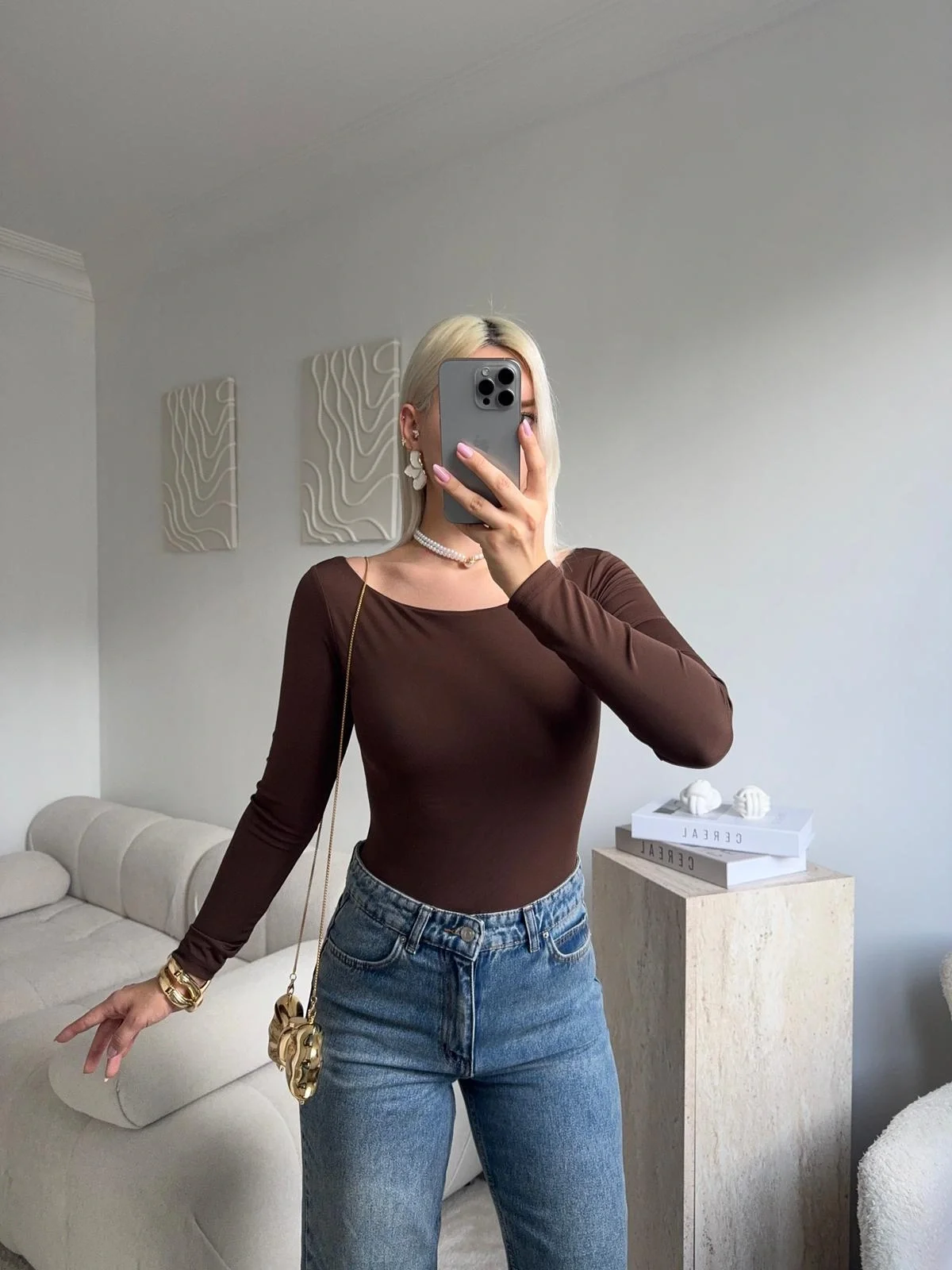 Kayık Yaka Bodysuit - KAHVE