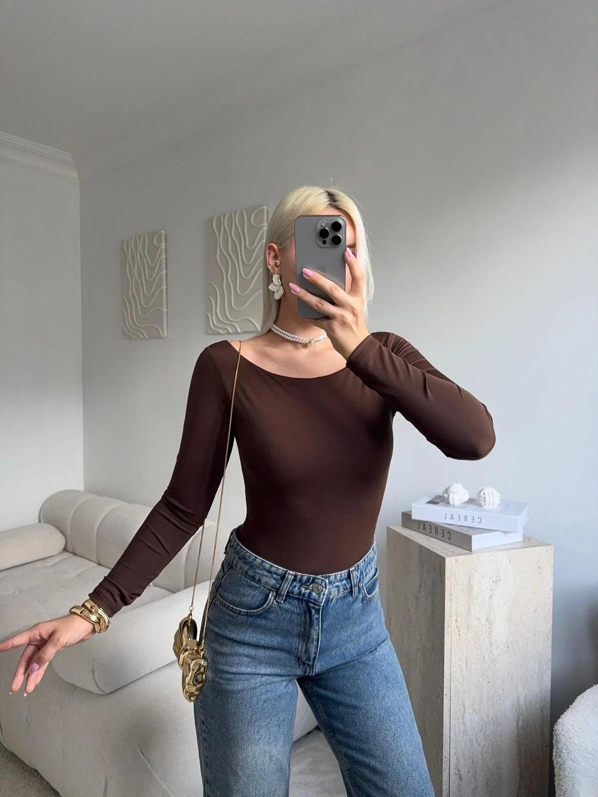 Kayık Yaka Bodysuit - KAHVE